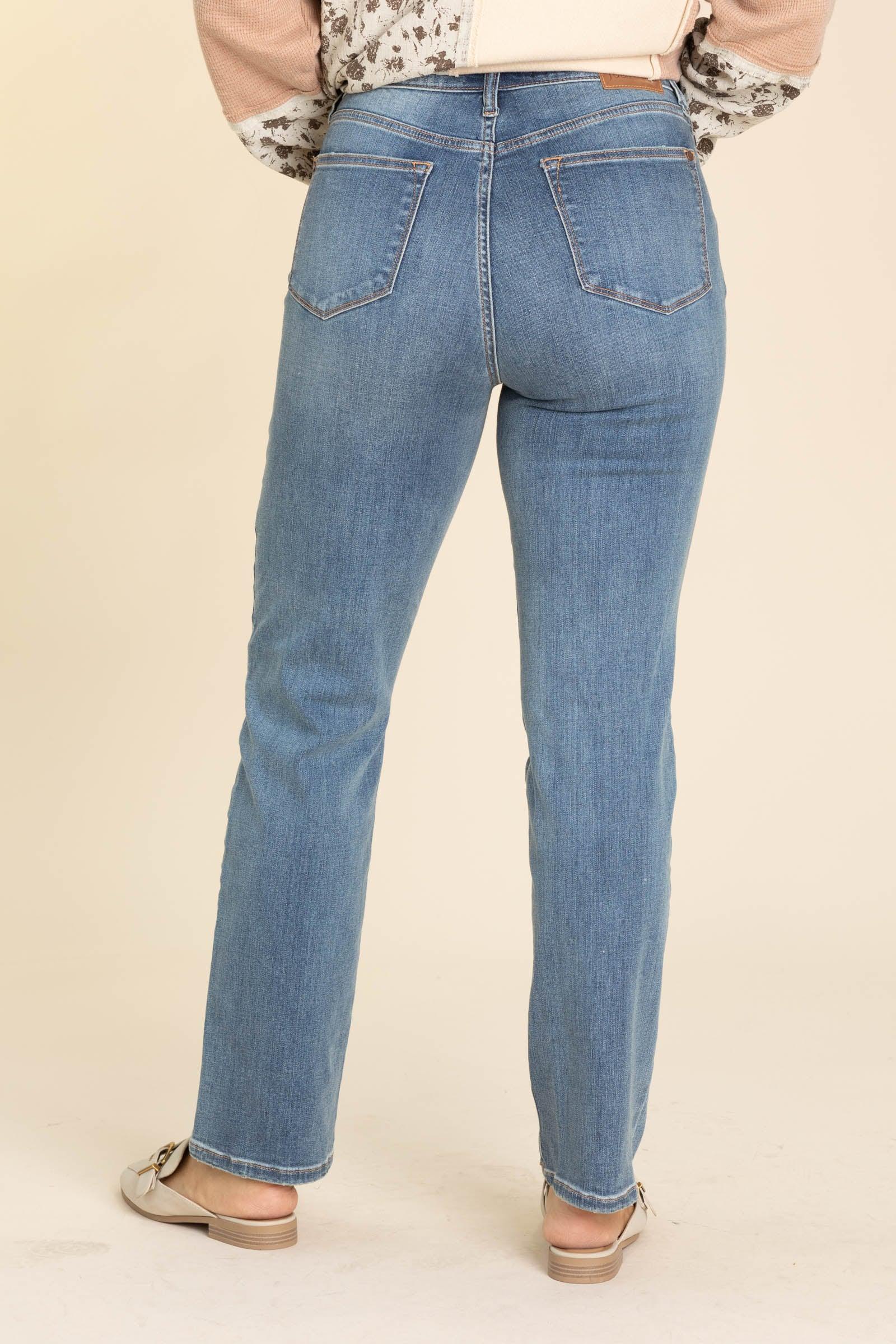 Judy Blue Work It Med Wash Straight Leg Jeans Product Image