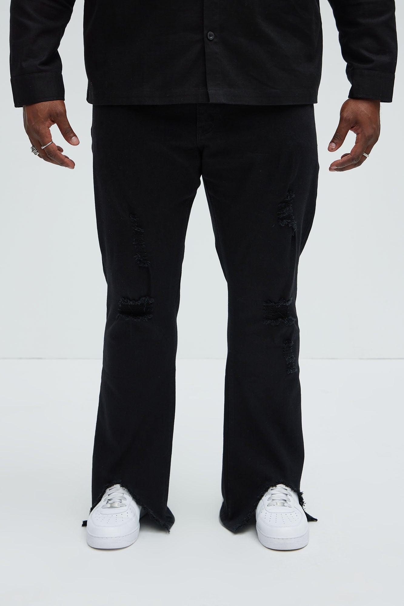 Slide Home Distressed Slim Stacked Flare Jeans - Black Product Image