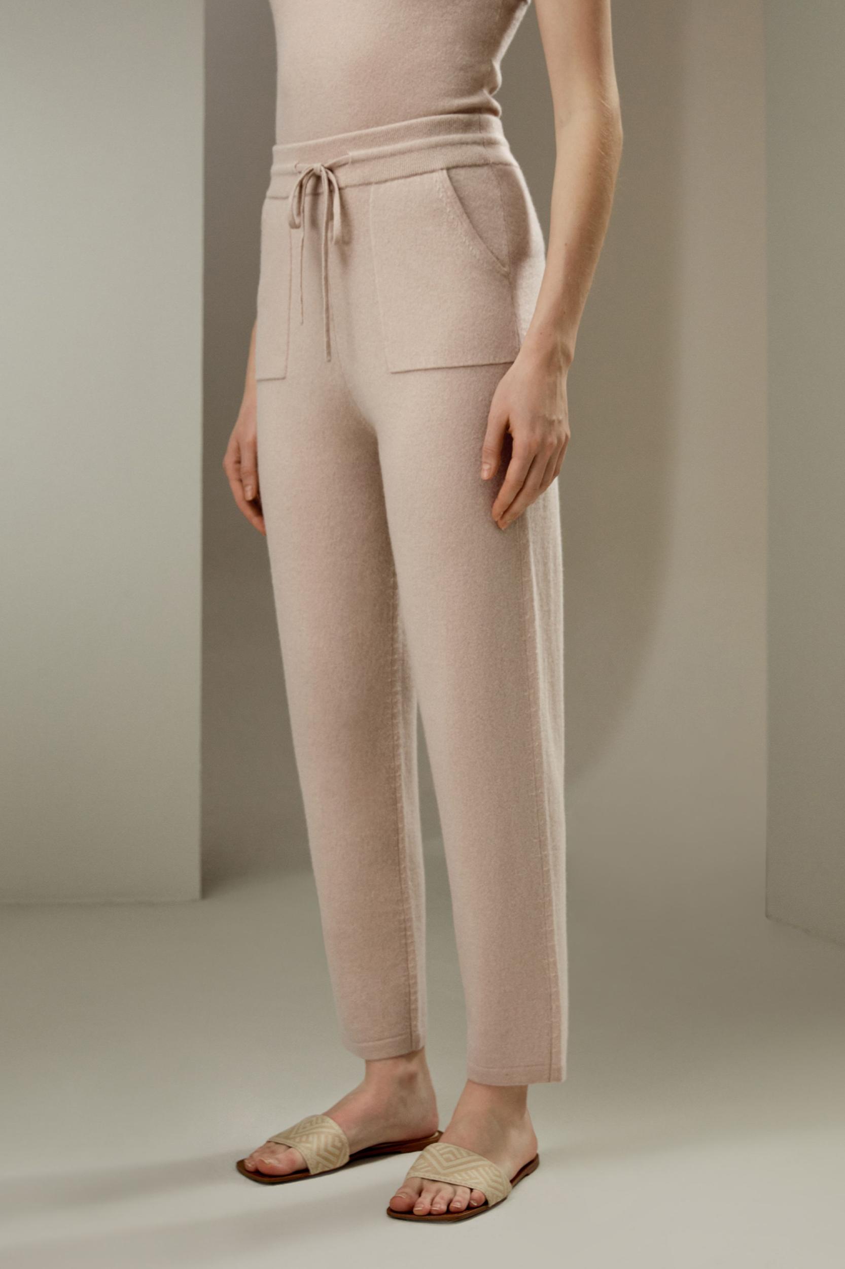 Pegged Cashmere Pants with Drawstrings Product Image