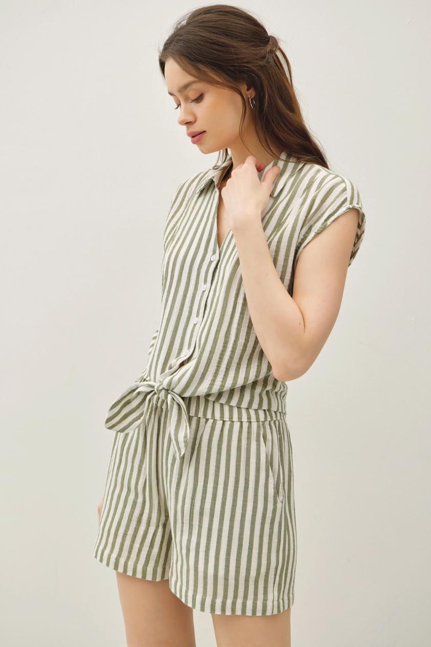 Striped Tie Front Shirt Product Image