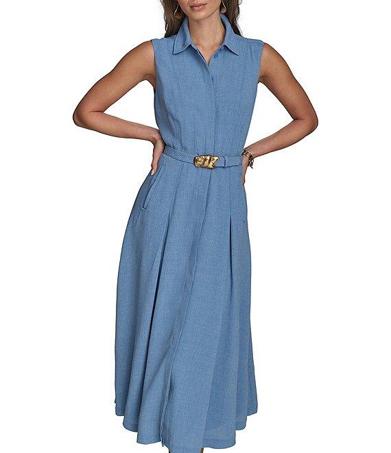 Donna Karan Button Front A-Line Midi Dress Product Image
