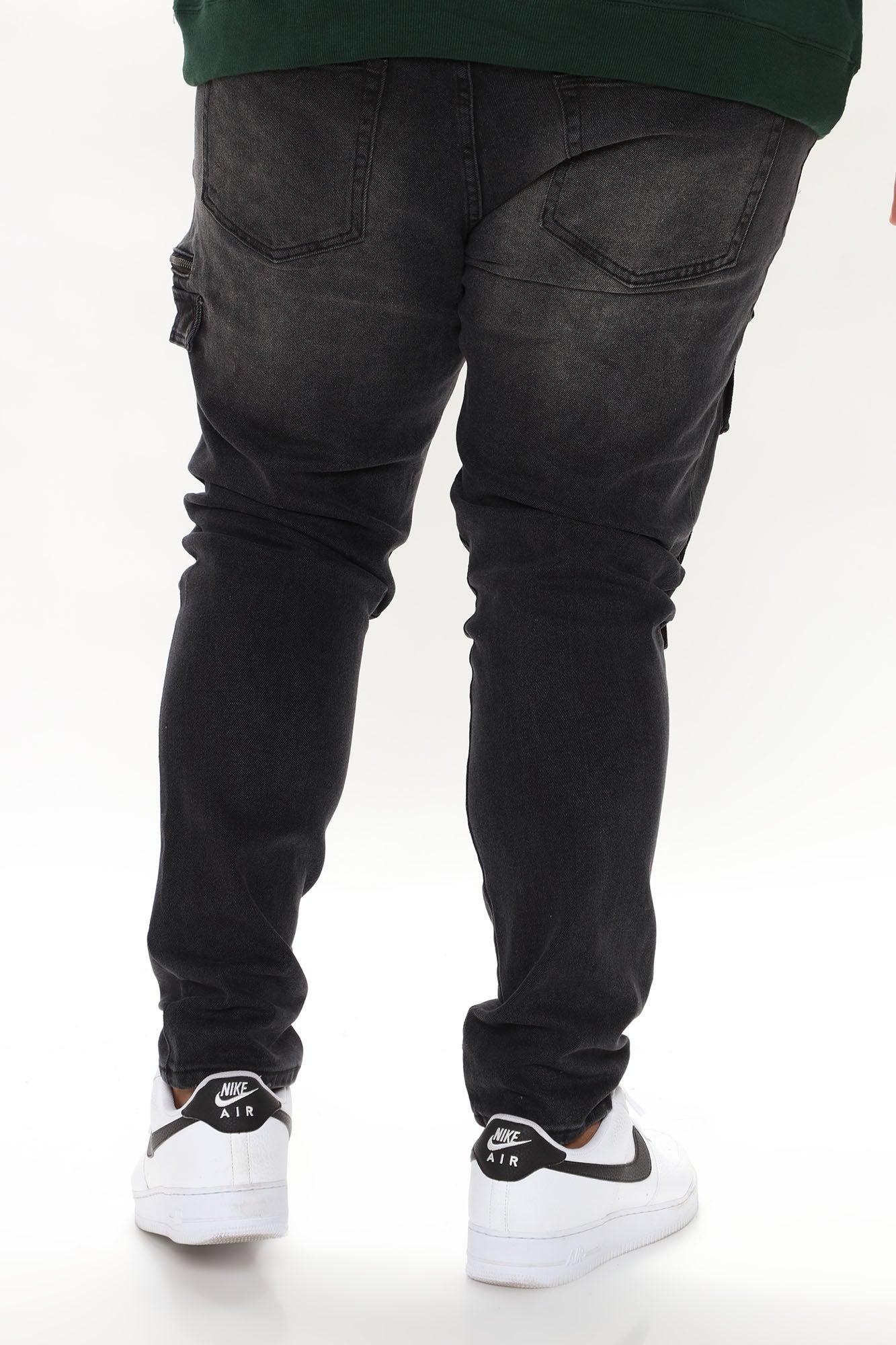 Cargo Pocket Slim Taper Jeans - Black Product Image