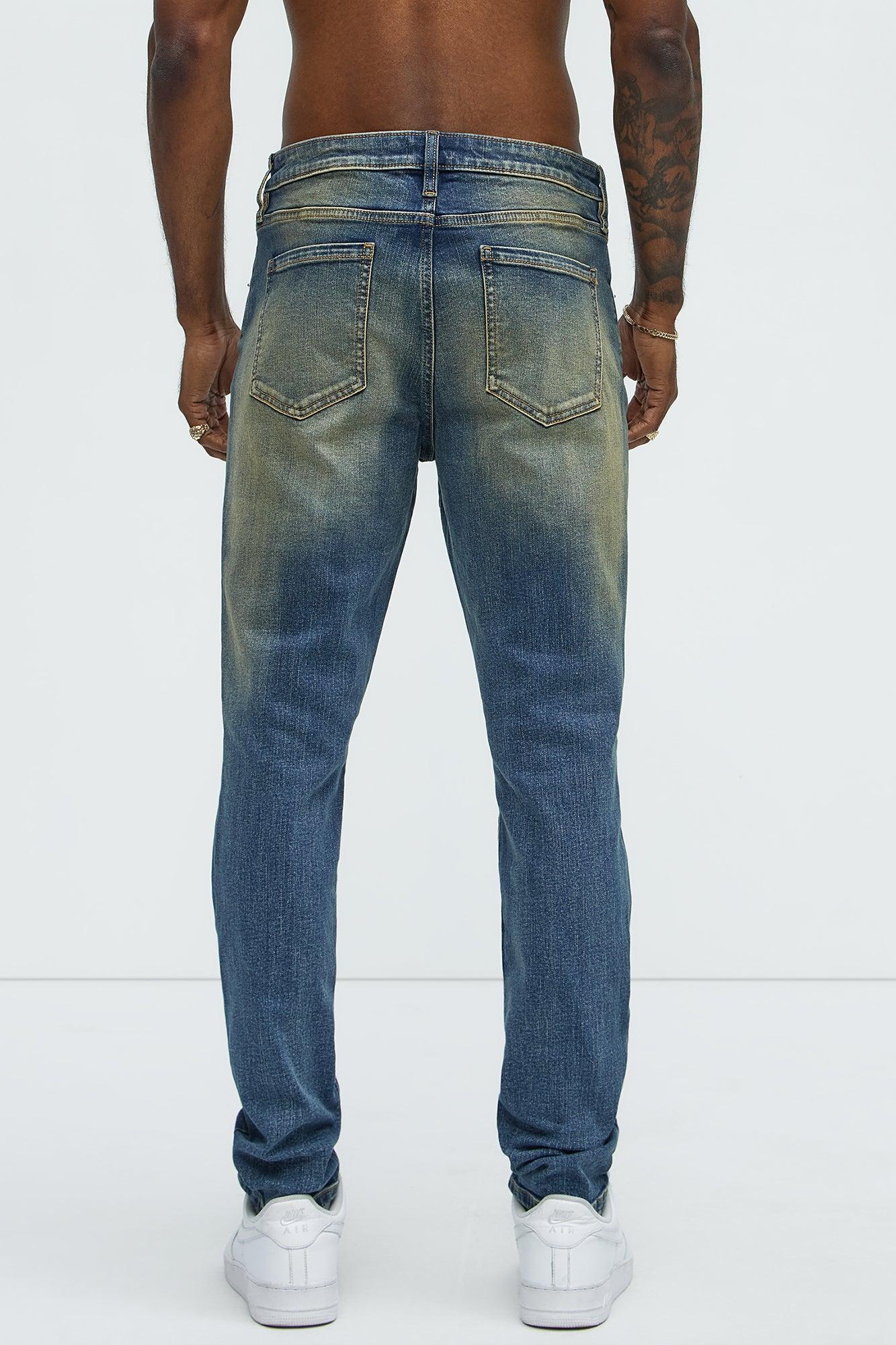 Straight Forward Ripped Skinny Jeans - Vintage Blue Wash Product Image