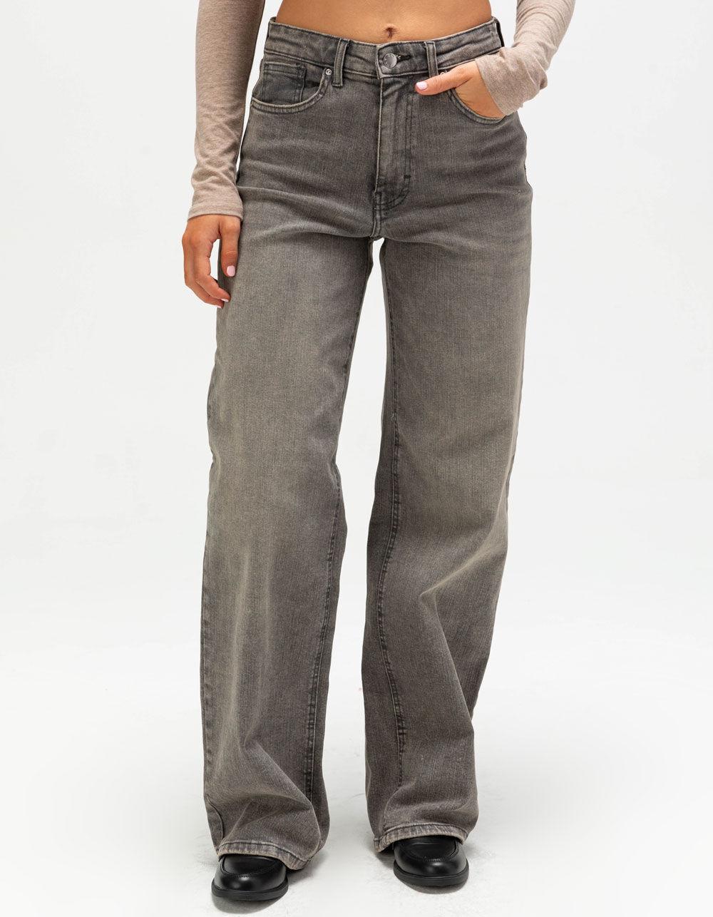 ONLY Juicy Womens High Waist Wide Leg Jeans - GREY DENIM Product Image