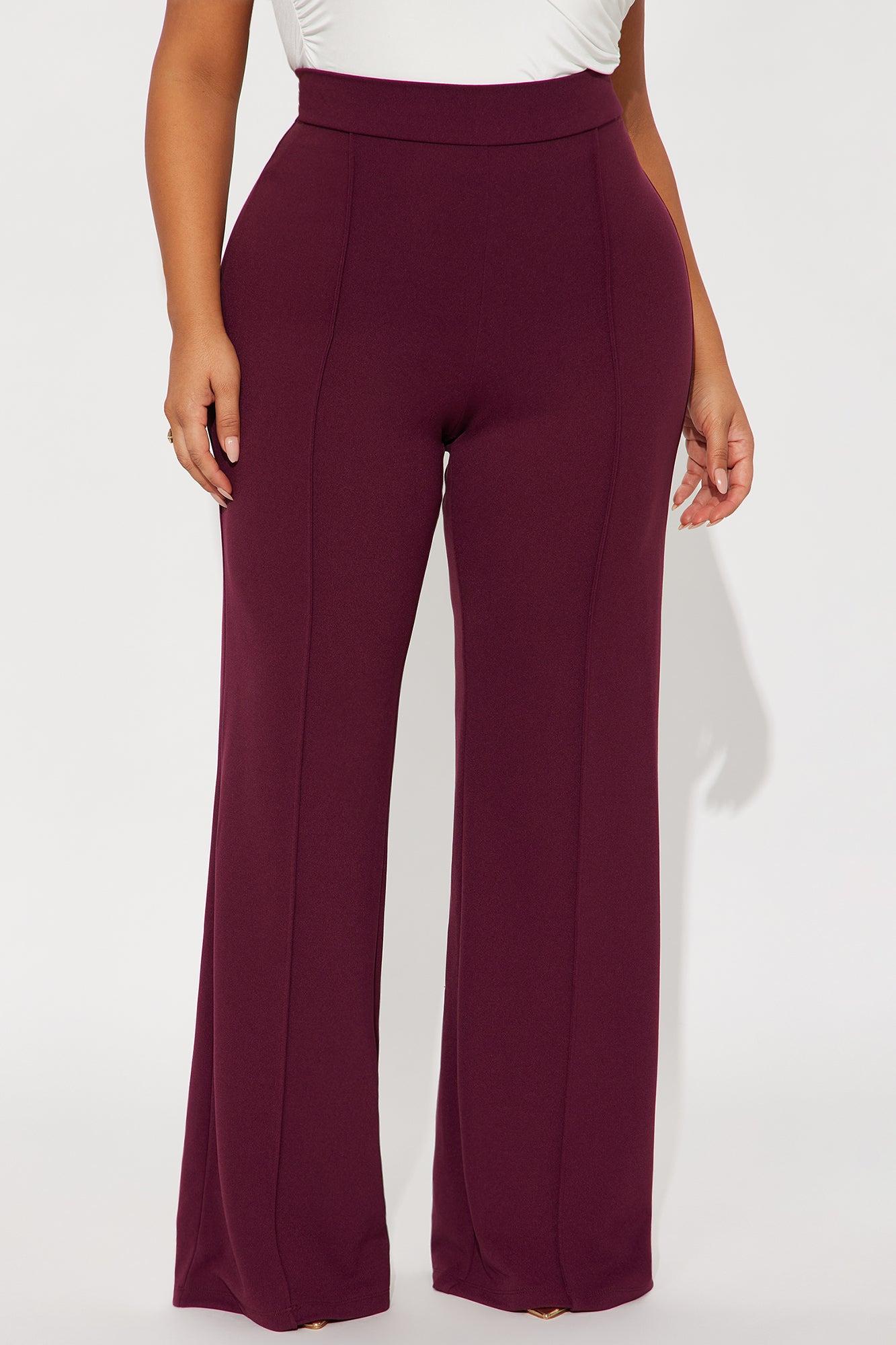 Victoria High Waisted Dress Pants - Burgundy Female Product Image