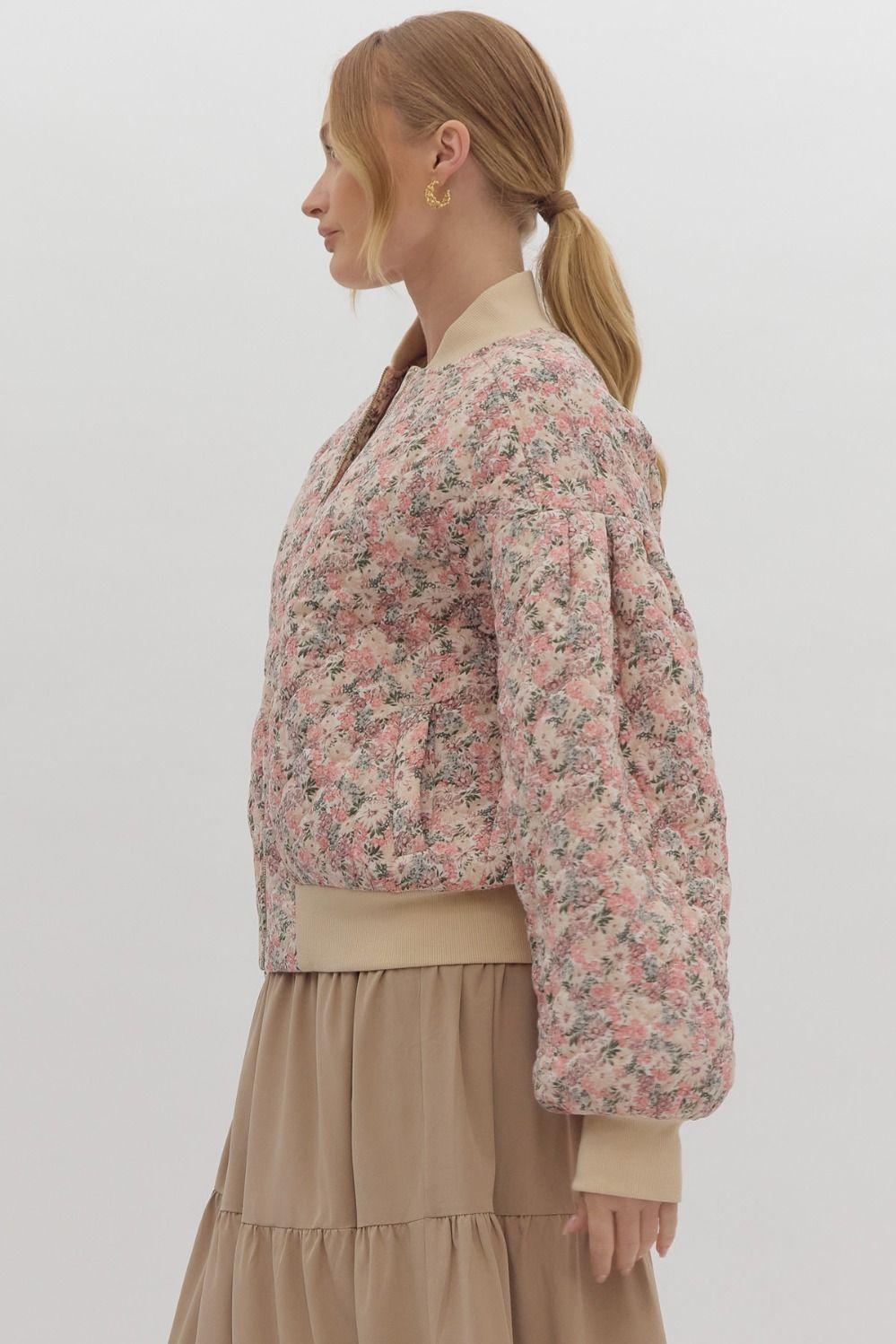 Look Out For You Floral Quilted Bomber Jacket Product Image