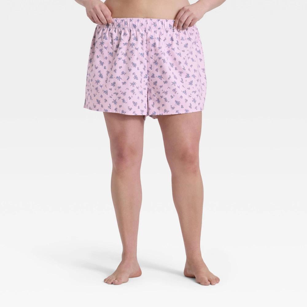 Women's Boxer Pajama Shorts - Wild Fable™ Cream Floral 2X Product Image