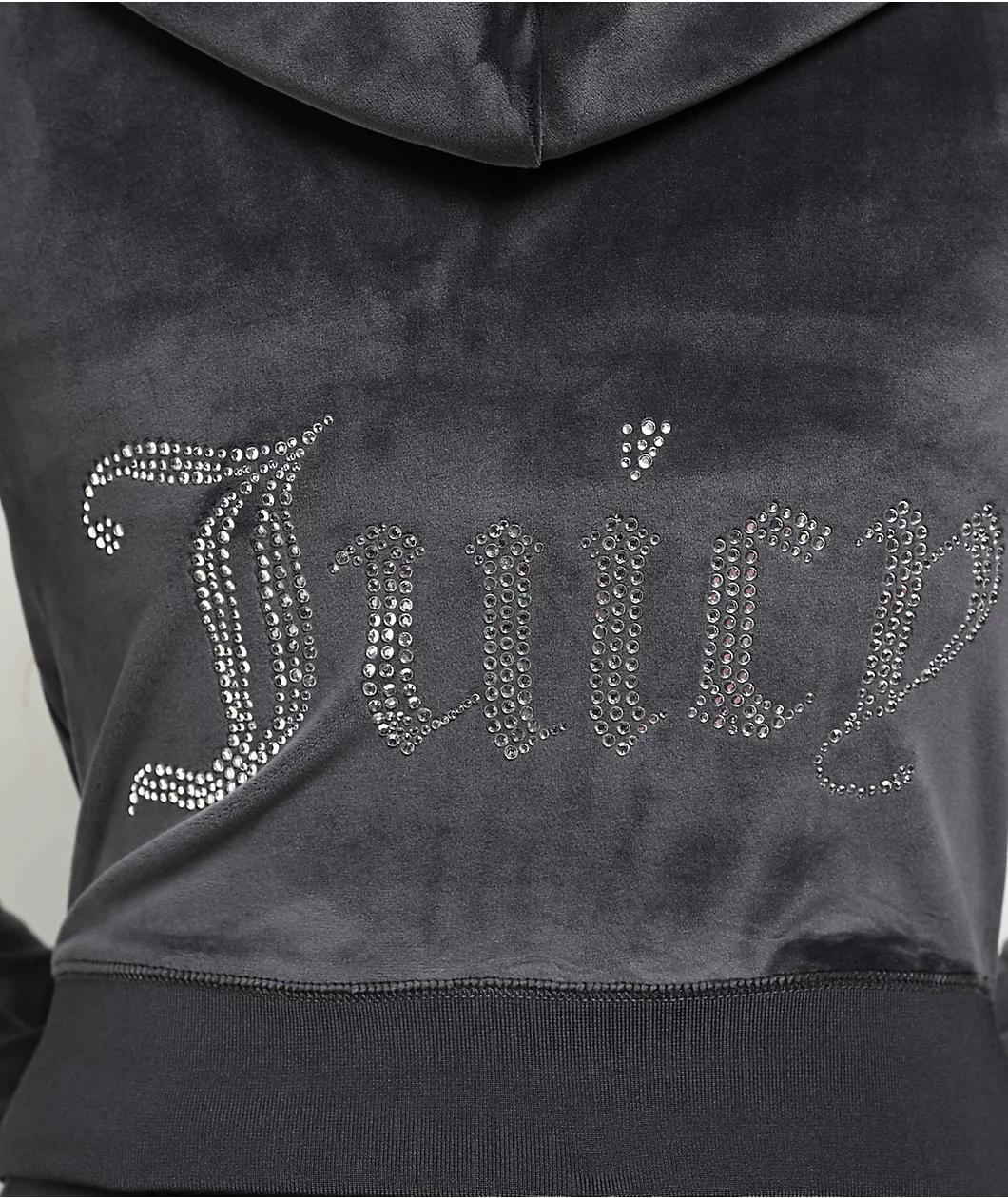 Juicy Couture OG Big Bling Titanium Velour Zip Hoodie Product Image