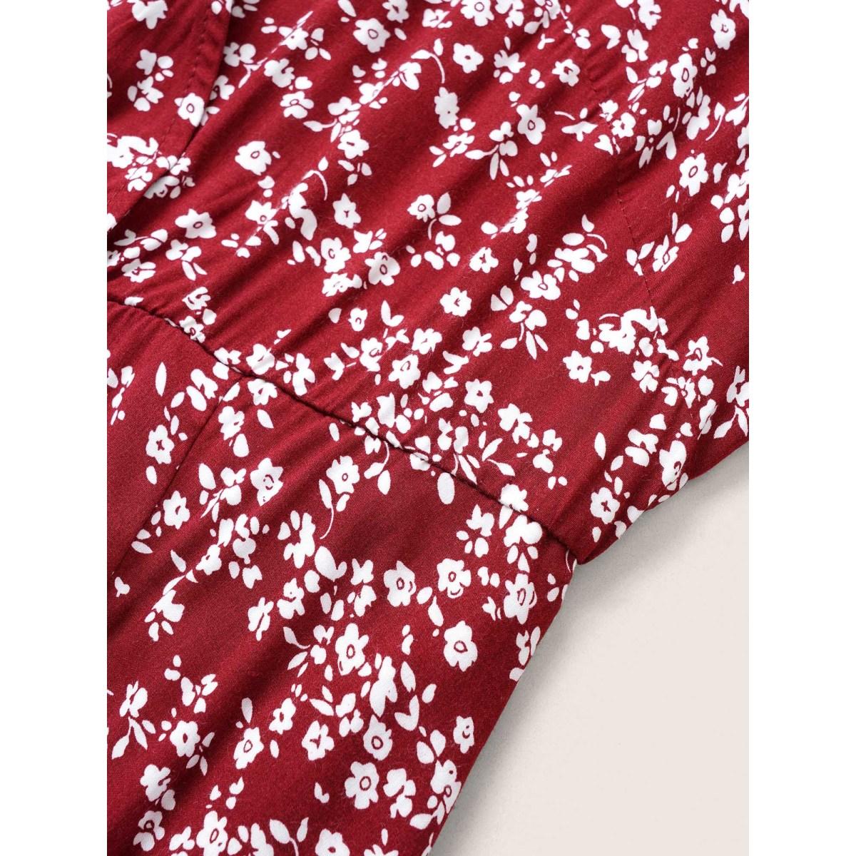 Plus Size Bloom Dress - Flutter Sleeve Ditsy Floral Pocket Split Maxi Dress LightGreen Women Romantic Slit V-neck Half Sleeve Curvy Long Dress BloomChic 10/M Product Image