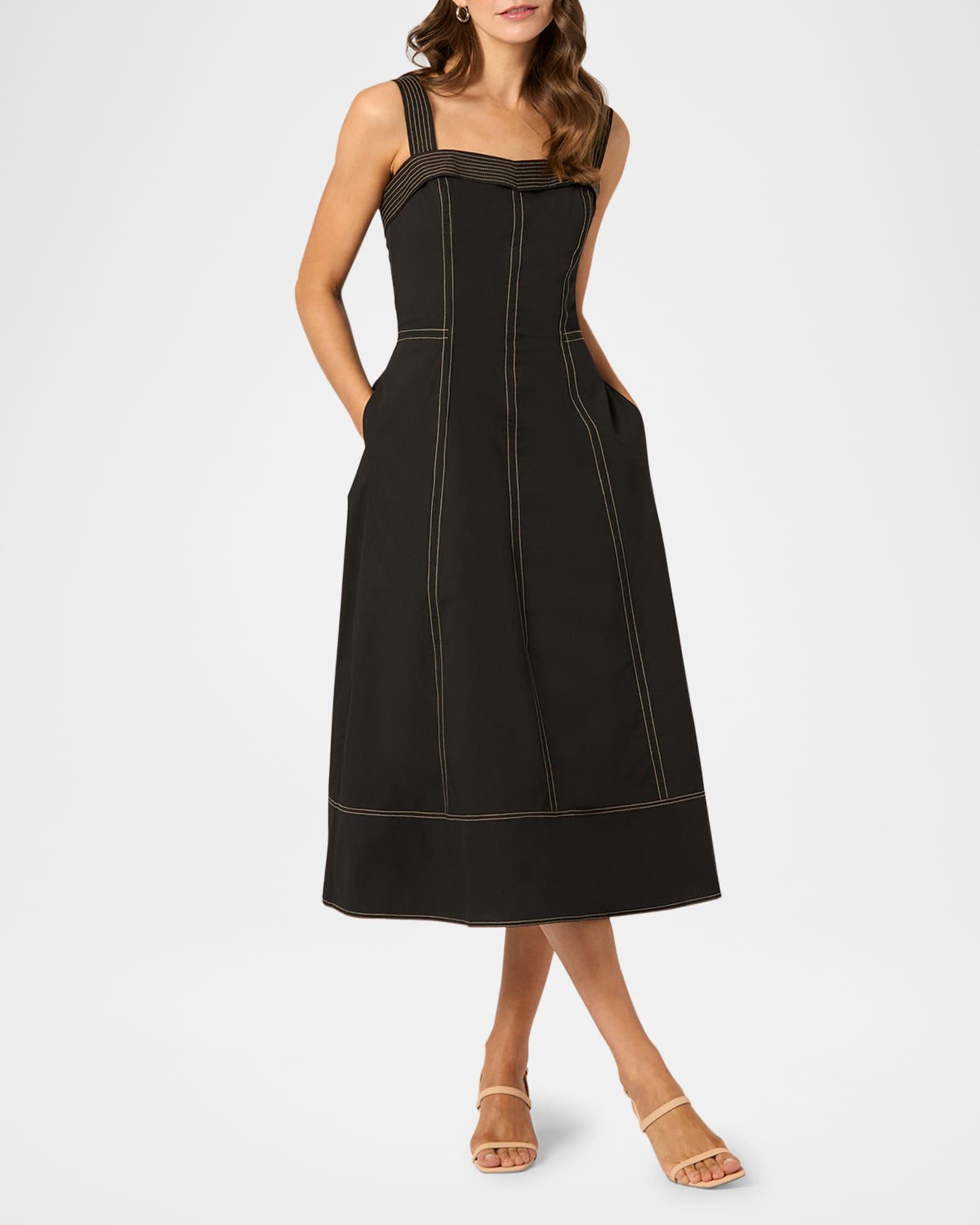 Maxwell Sleeveless Topstitched A-Line Midi Dress Product Image