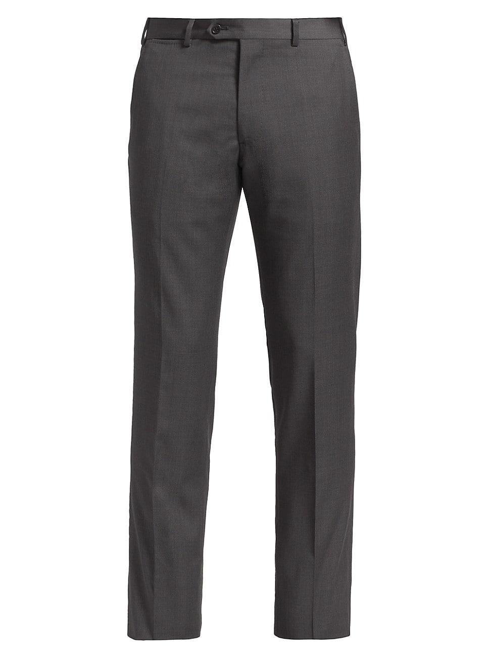 Basic Flat-Front Wool Trousers Product Image