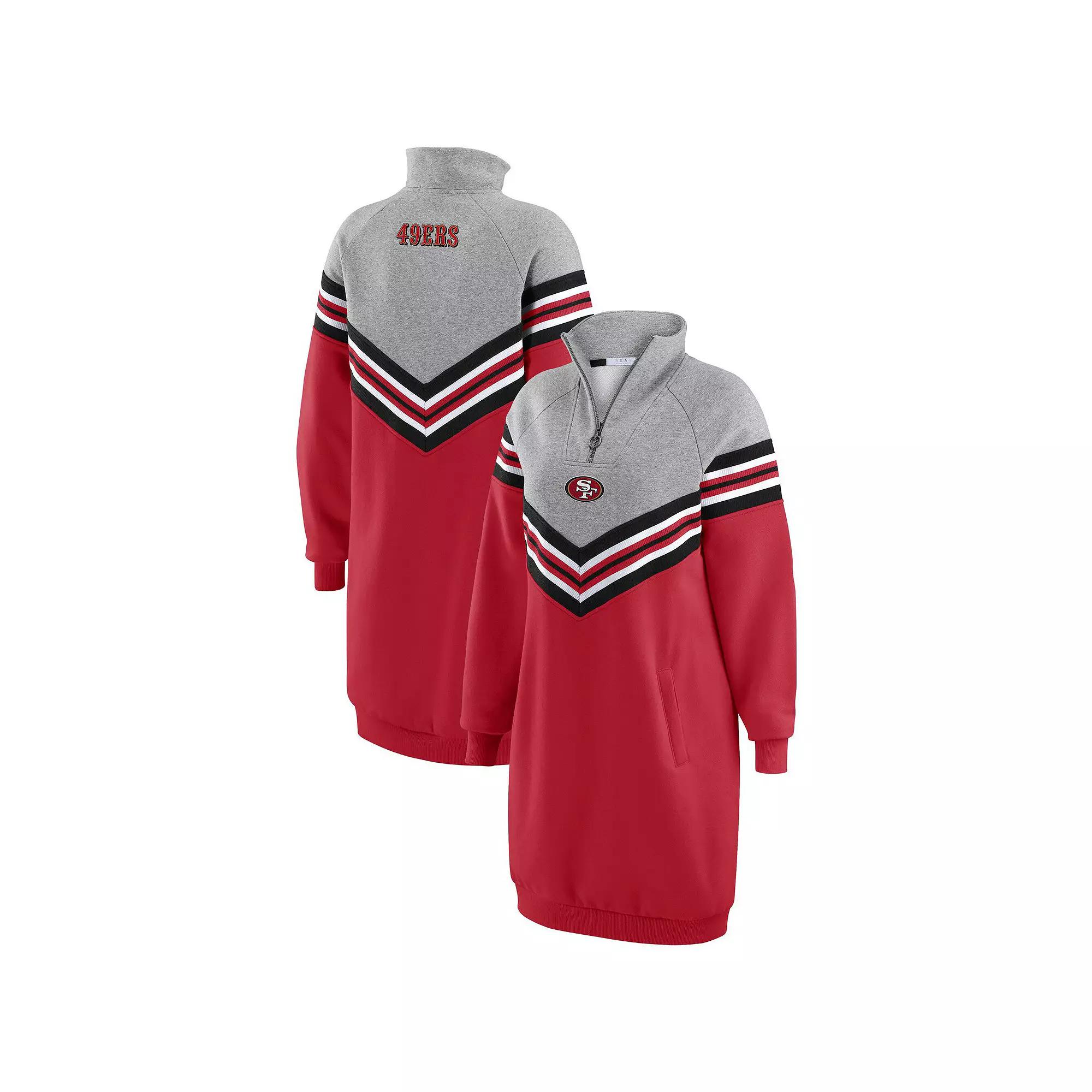 Women's WEAR by Erin Andrews Scarlet/Heather Gray San Francisco 49ers Chevron Stripe Dress,  Product Image
