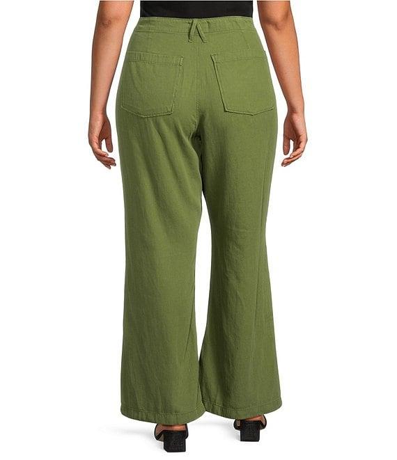 Good American Plus Size Lite Linen Mid Rise Straight Leg Pants Product Image