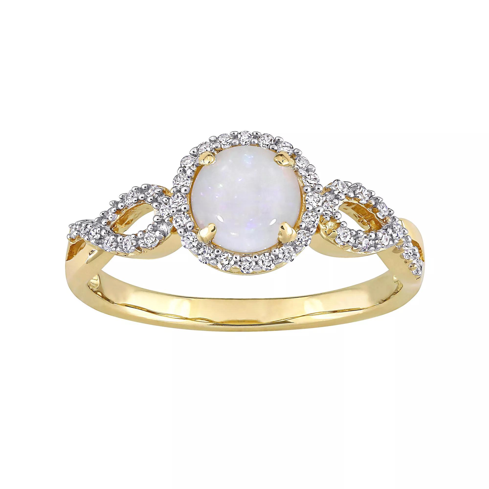 Stella Grace 10k Gold White Opal & 1/6 Carat T.W. Diamond Infinity Ring, Women's, Size: 5 Product Image