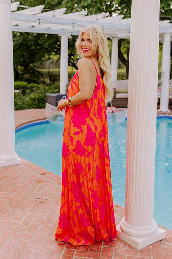 Vibrant Moment Floral Maxi Dress in Tangerine Product Image