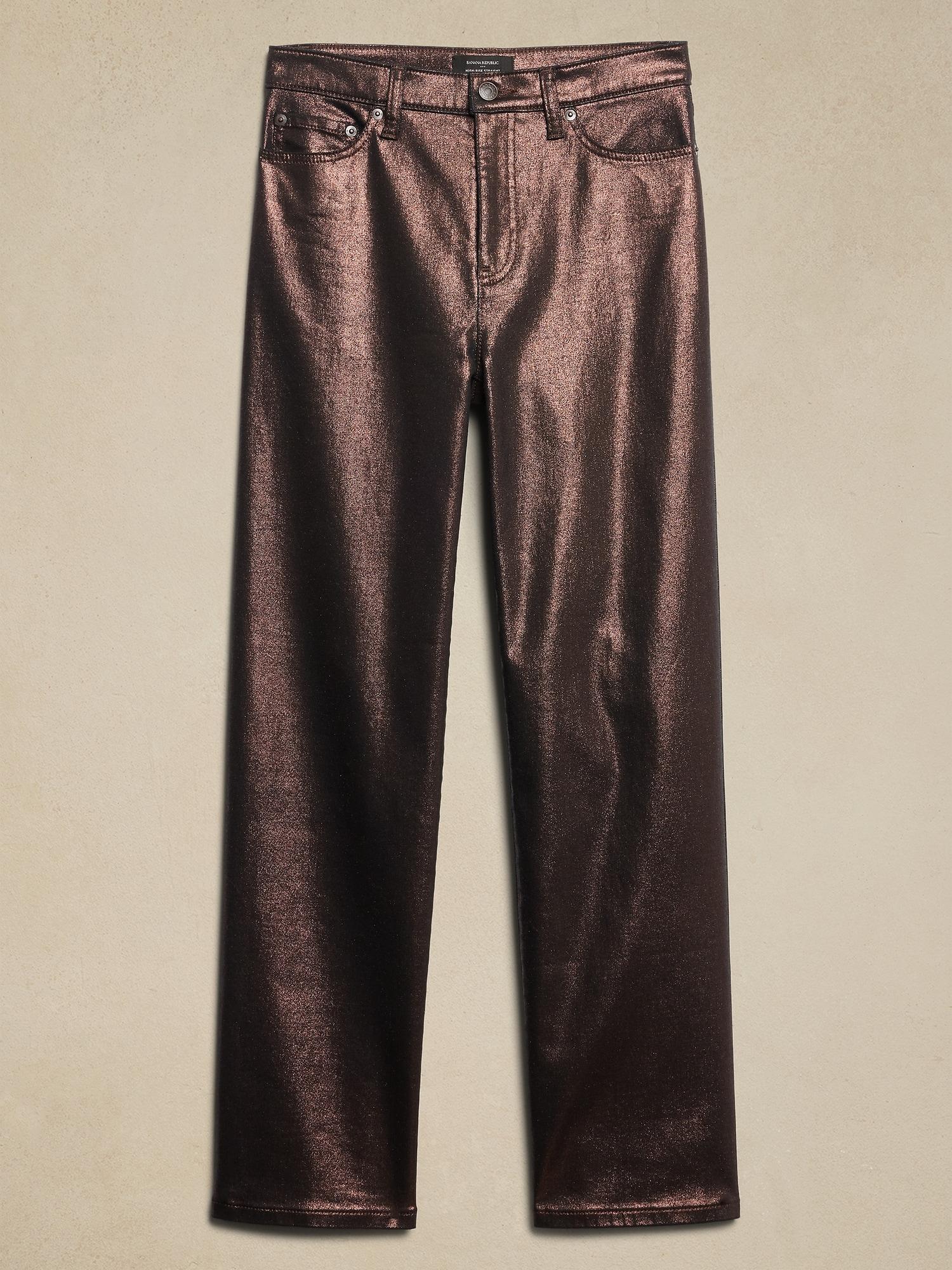 High-Rise Metallic Straight Jean Product Image