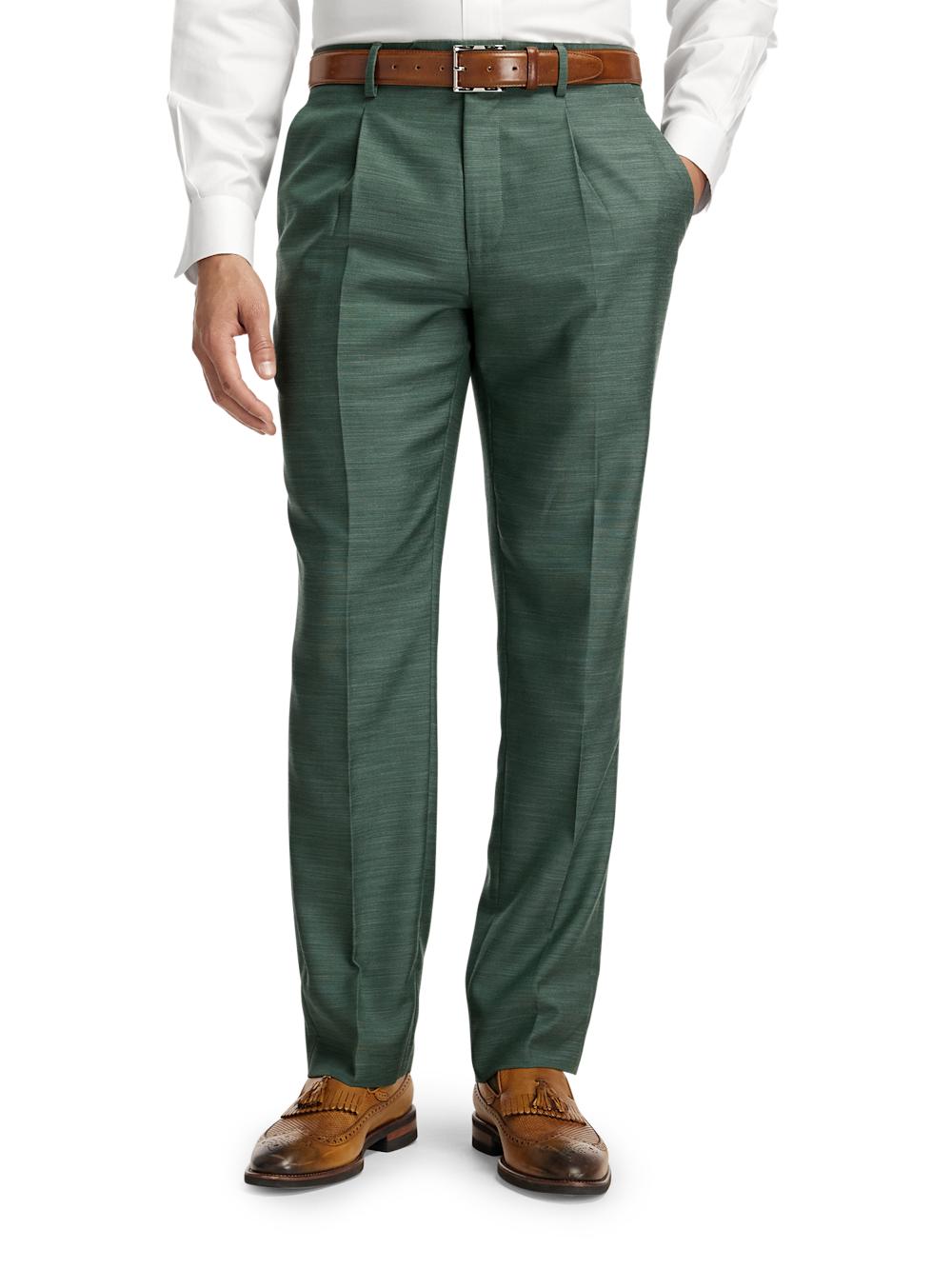 Microfiber Linen Blend Single Breasted Peak Lapel Suit Jacket - Green Product Image