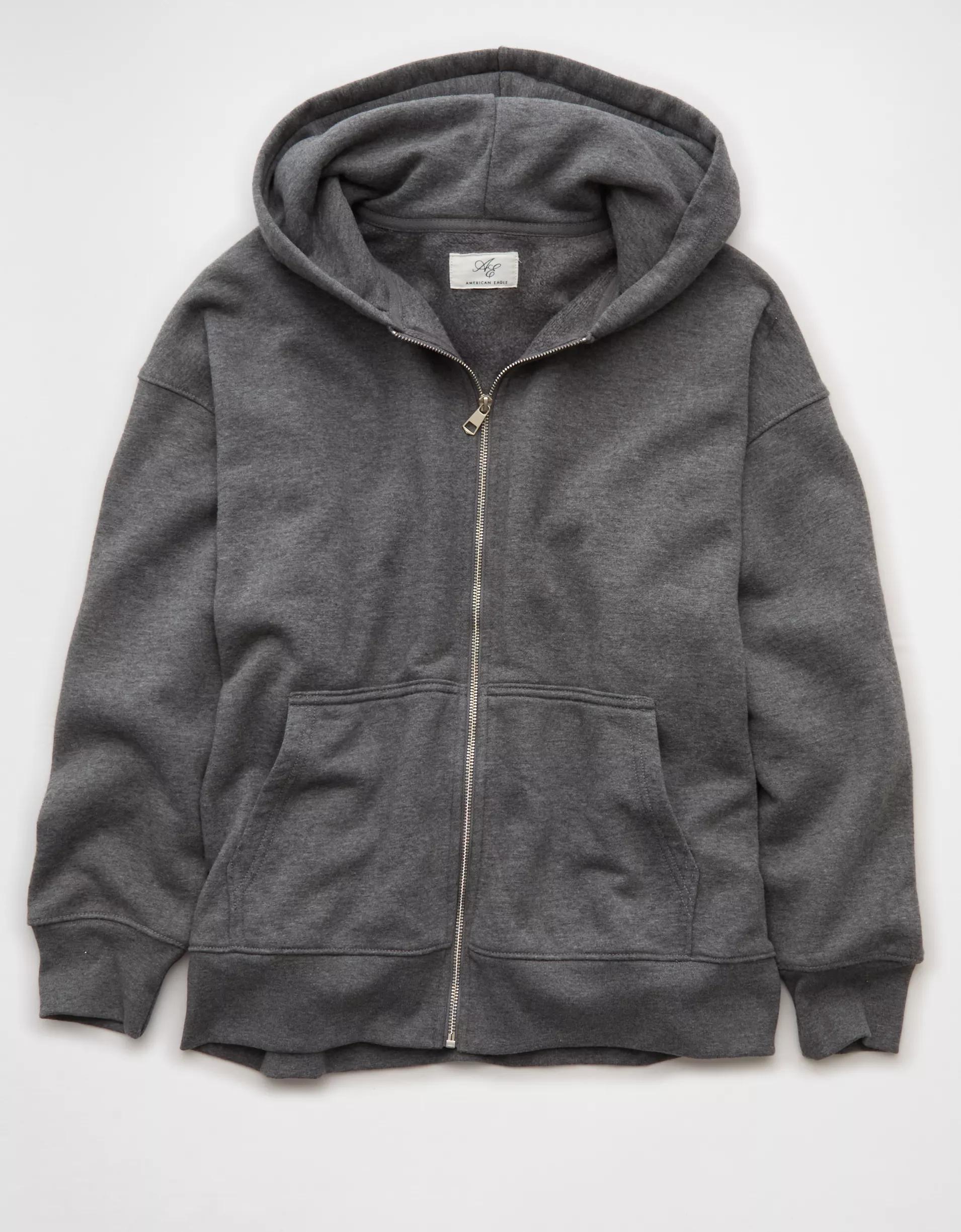 AE Everyday Luxe Oversized Zip-Up Hoodie Product Image