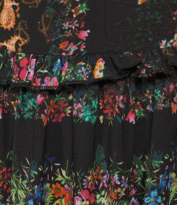 Terani Couture V-Neck Sleeveless Floral Printed Chiffon Maxi Dress Product Image