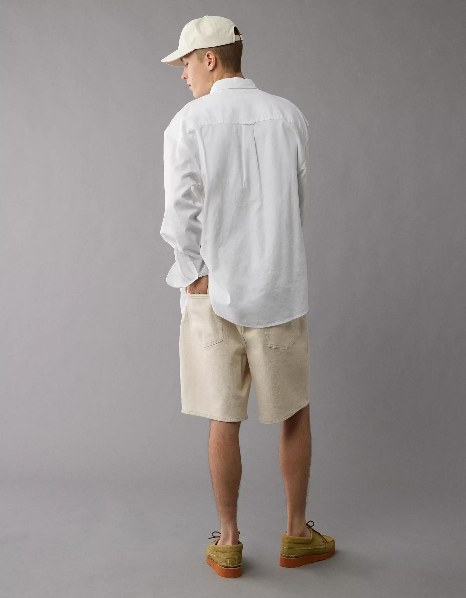 AE Everyday Relaxed Linen-Blend Button-Up Shirt Product Image