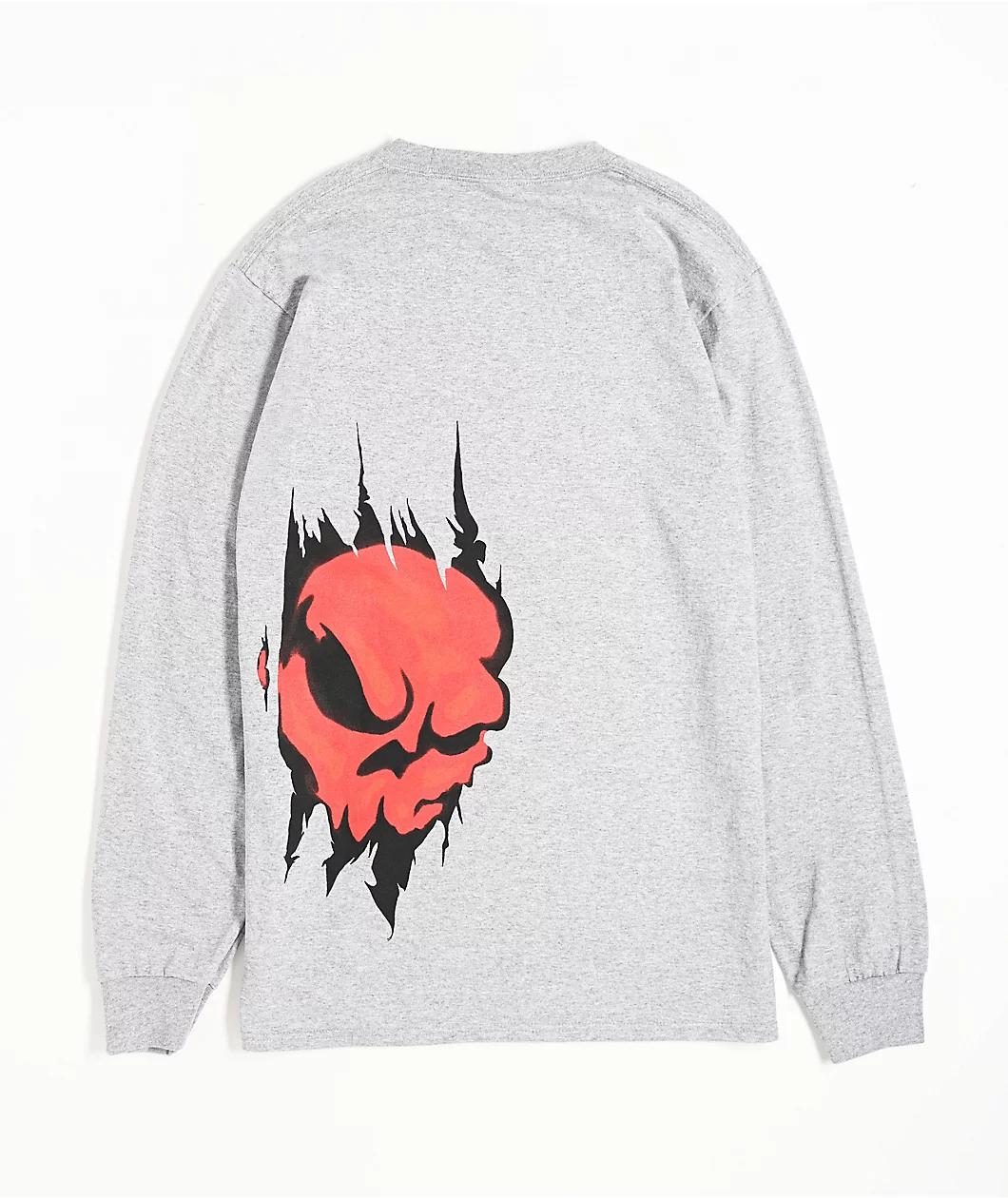 Empyre Ripped Grey Long Sleeve T-Shirt Product Image