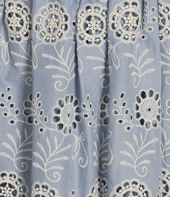 Sugarlips Blue Rosie V-Neck Short Puff Sleeve Eyelet Mini Dress Product Image