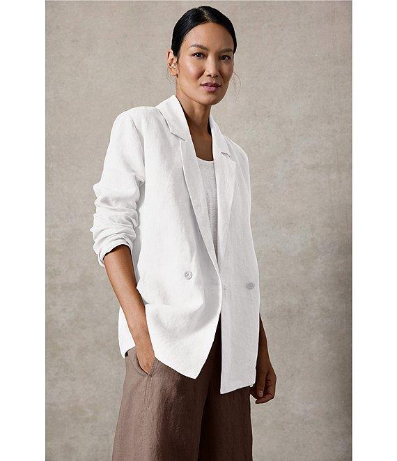 Eileen Fisher Petite Organic Linen Elastic Waist Pleated Lantern Ankle Pants Product Image