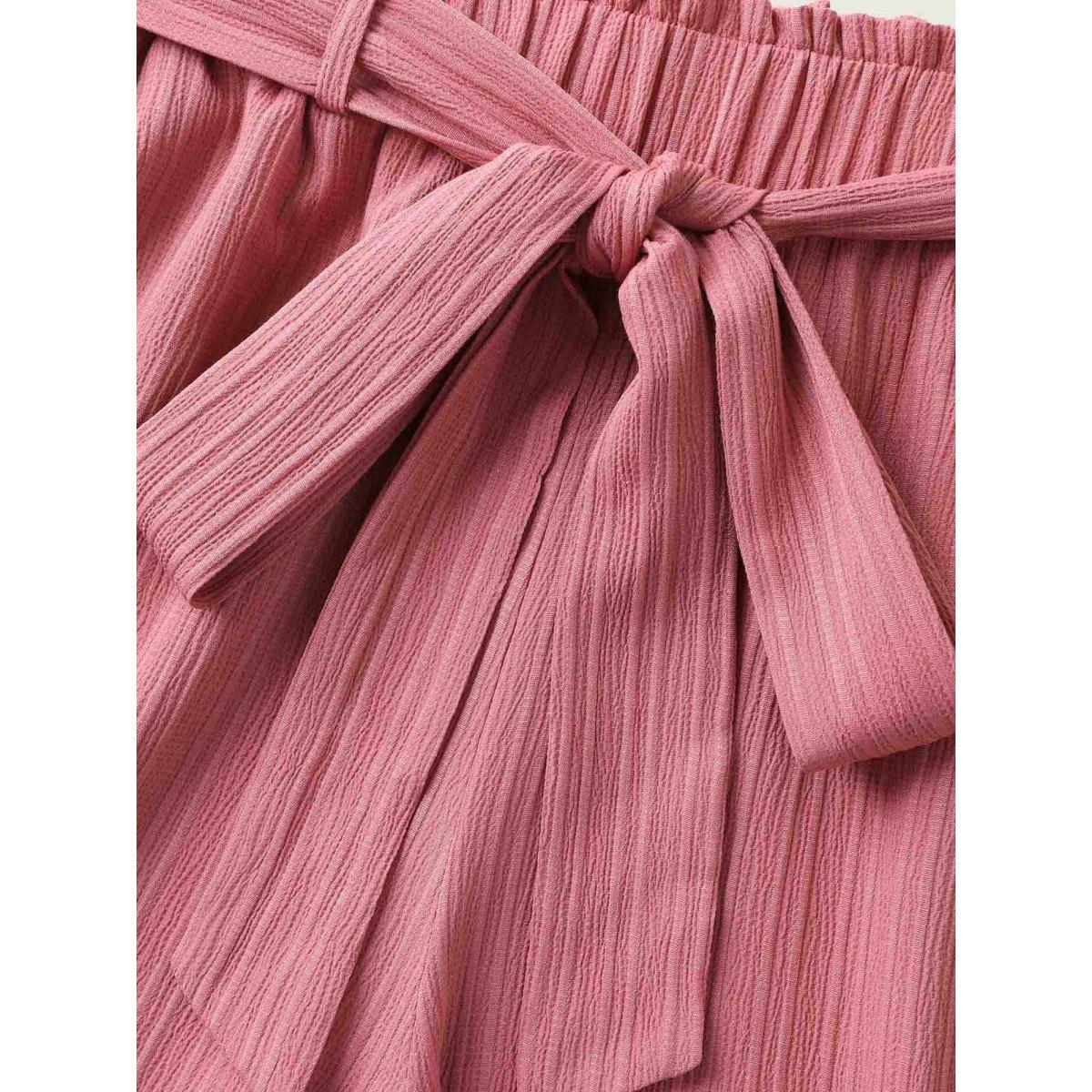 Plus Size Textured Belted Wide-Leg Pants Women Crepe Elegant Wide Leg Mid Rise Everyday-Elegant Pants BloomChic 26/4X Product Image