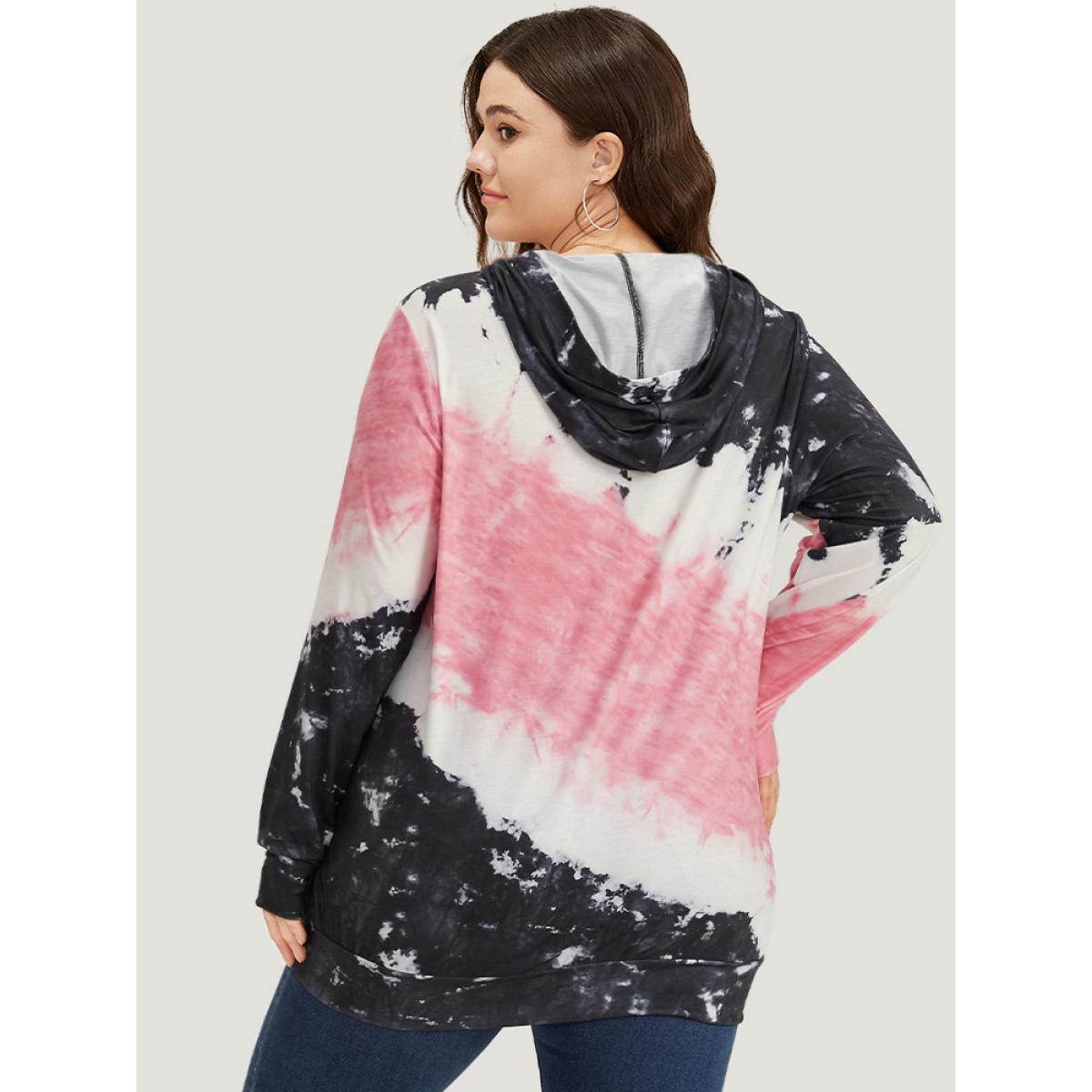 Plus Size Tie Dye Hooded Pocket Sweatshirt Women Multicolor Casual Tie Dye Hooded Dailywear Sweatshirts BloomChic 22-24/3X Product Image