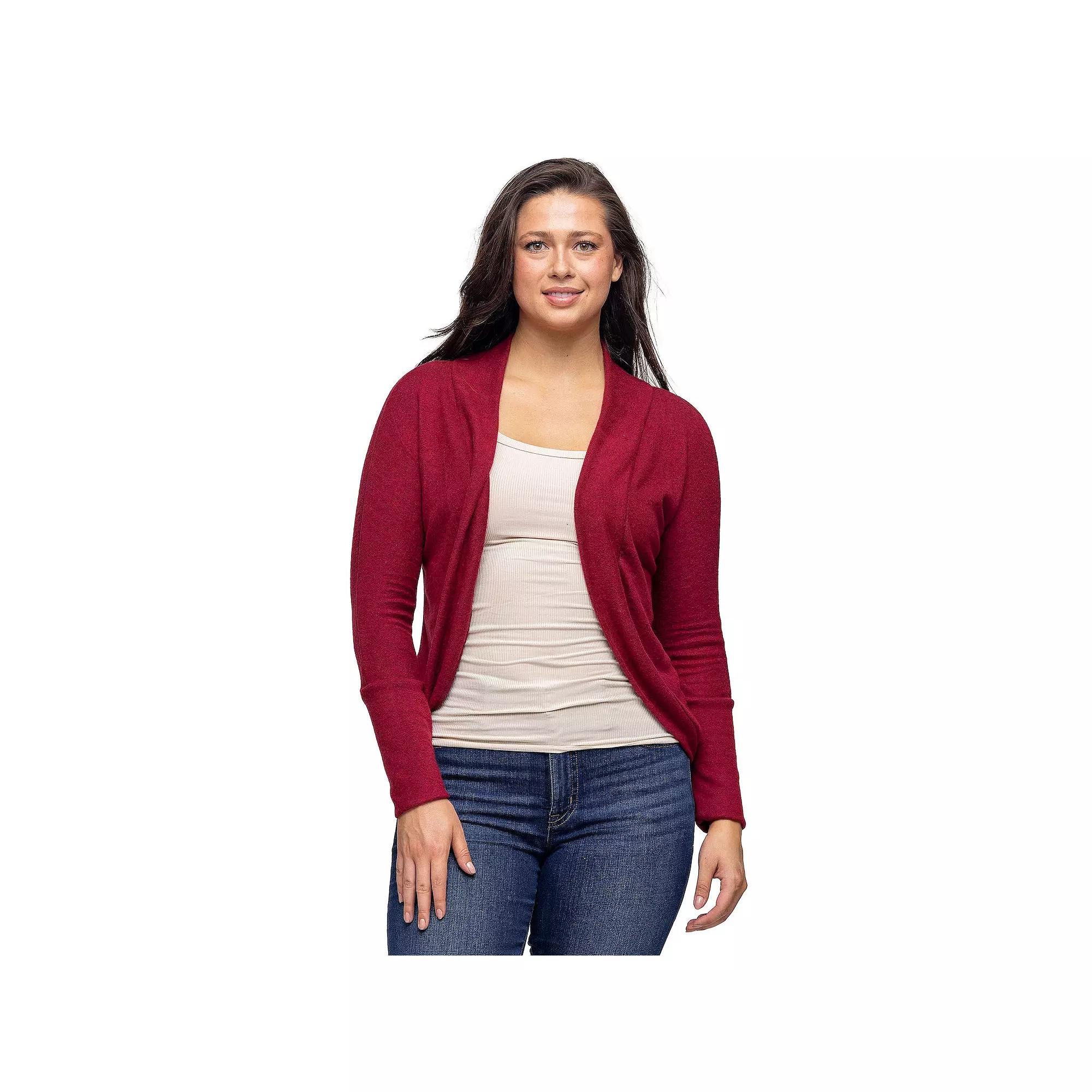 Women's 24Seven Comfort Apparel Curved Hem Open Front Bolero Shrug,  Product Image