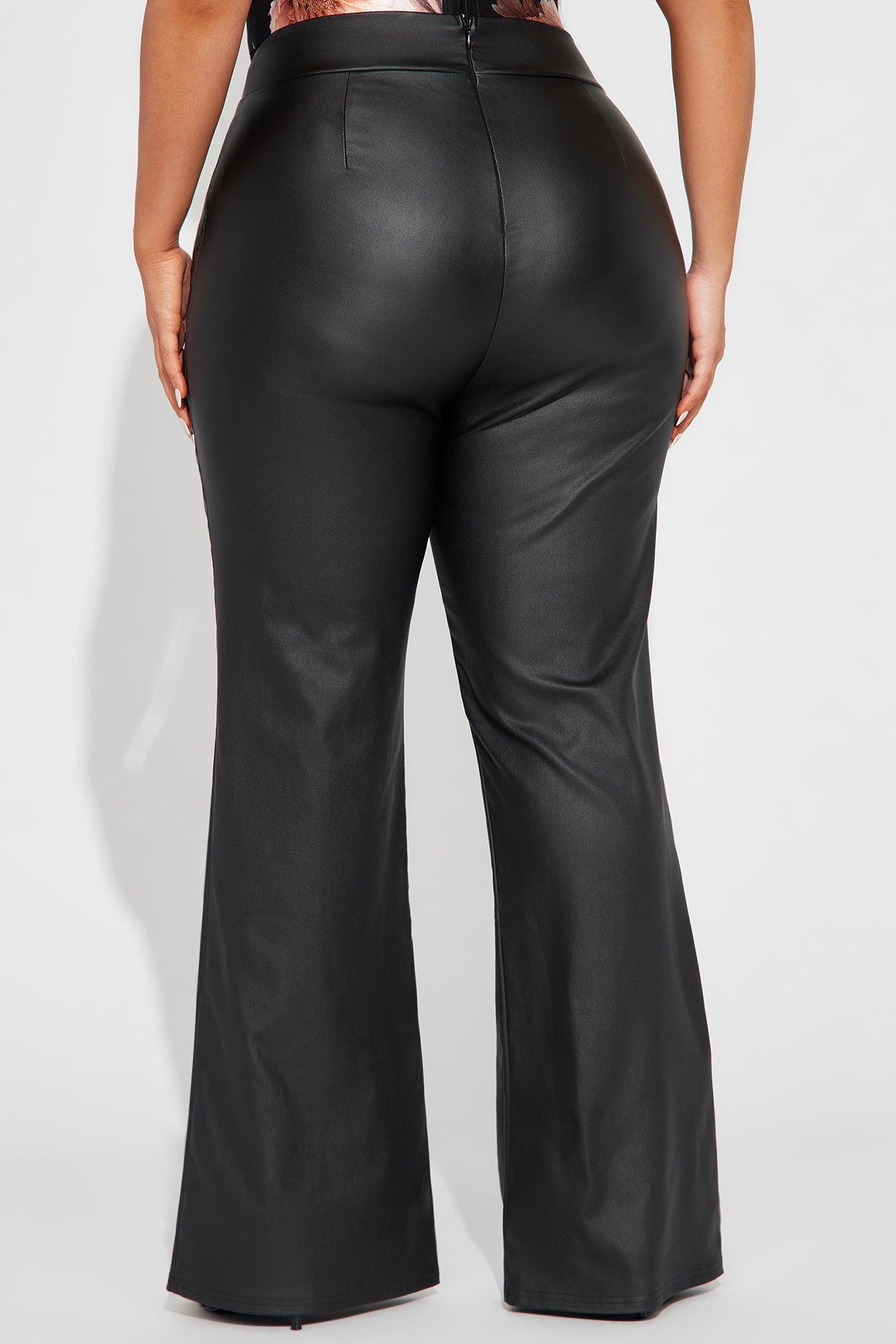 Tall Victoria High Waisted Dress Pants Faux Leather 37 - Black Product Image