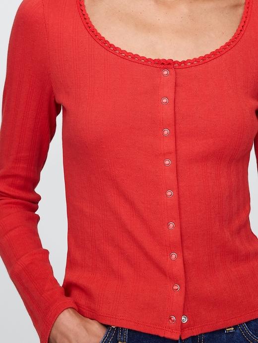 Pointelle Crop Cardigan Product Image