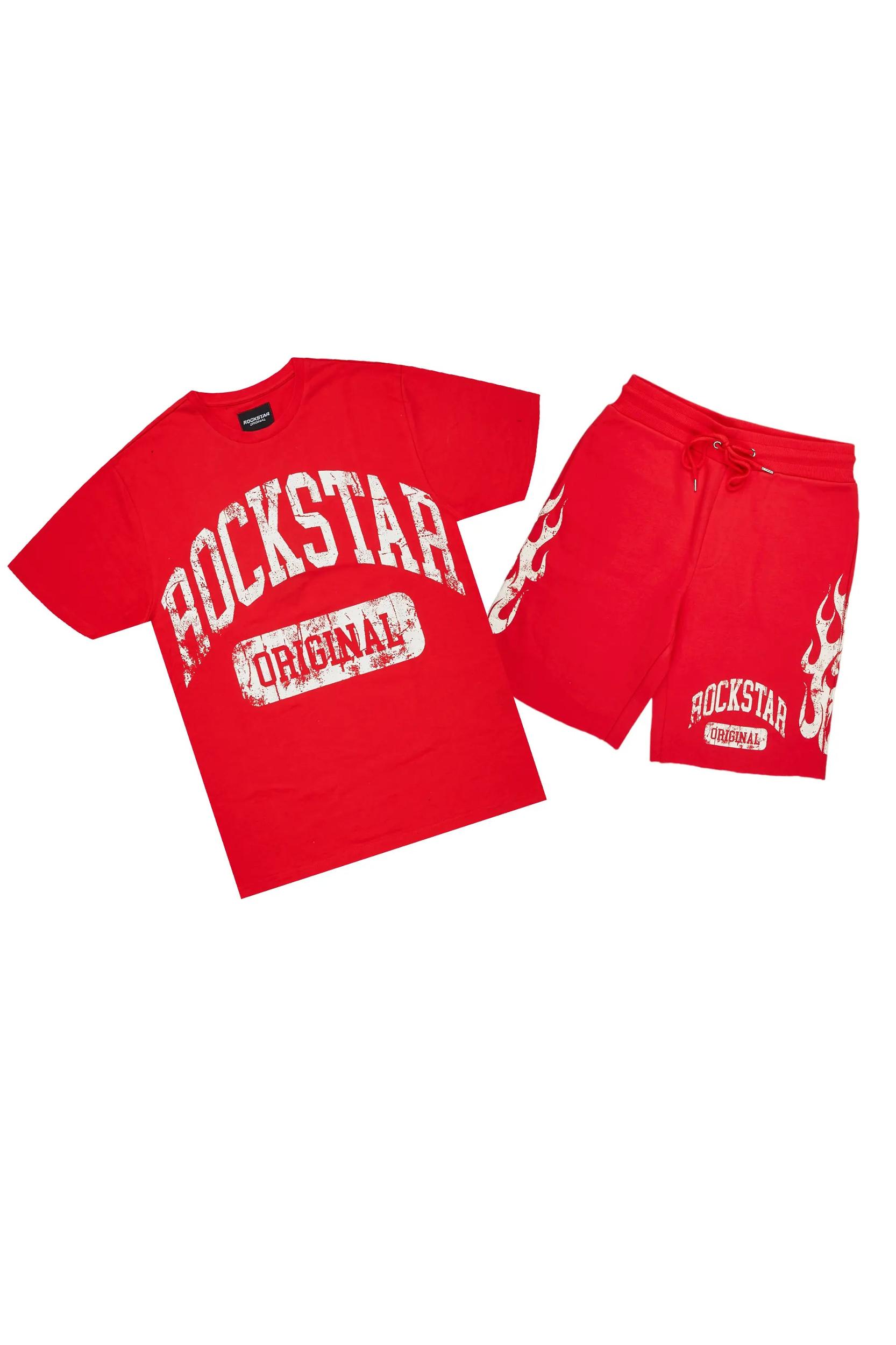 Members Red T-Shirt/Short Set Male Product Image