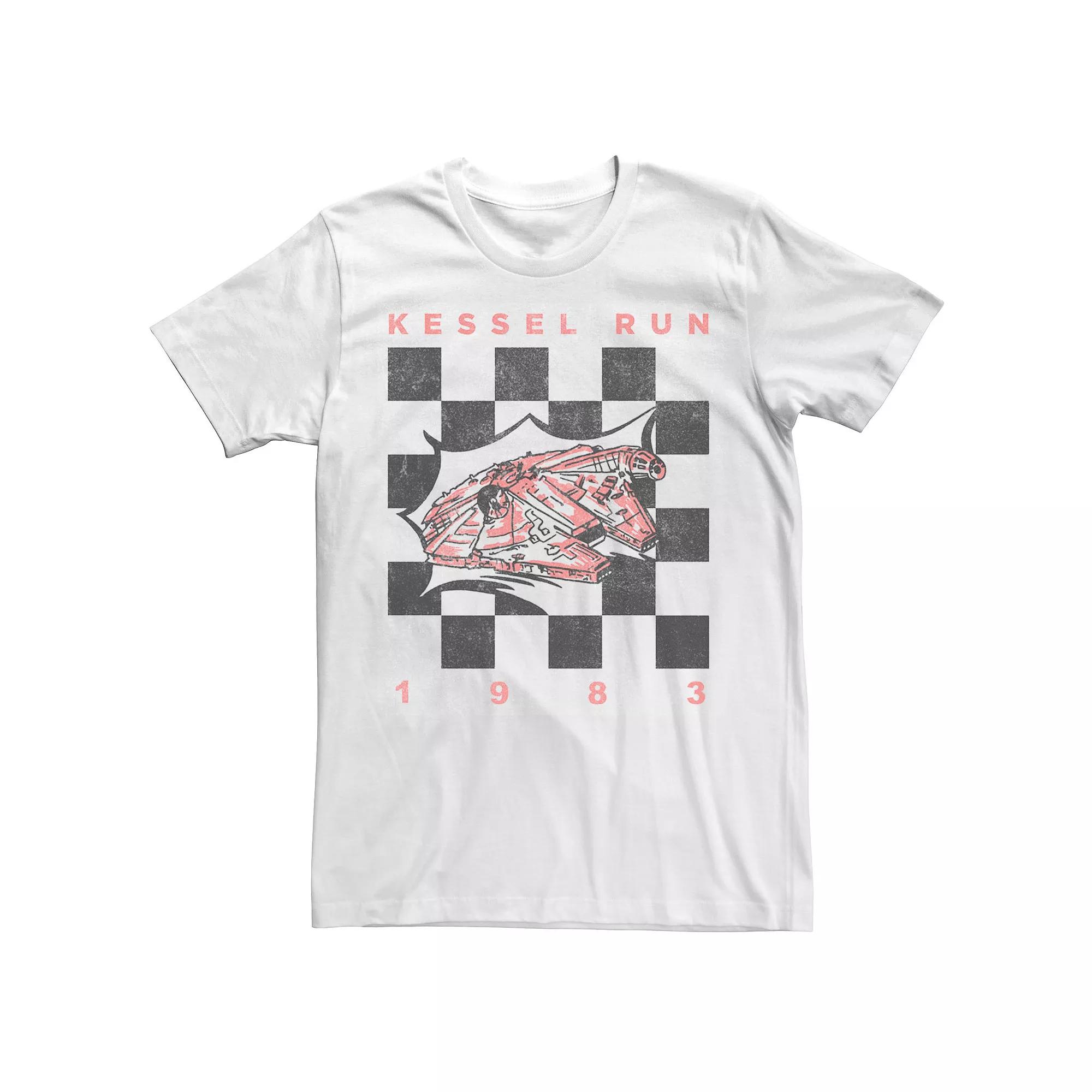 Men's Star Wars Retro Checkered Kessel Run 1983 Tee, Size: Small, White Product Image