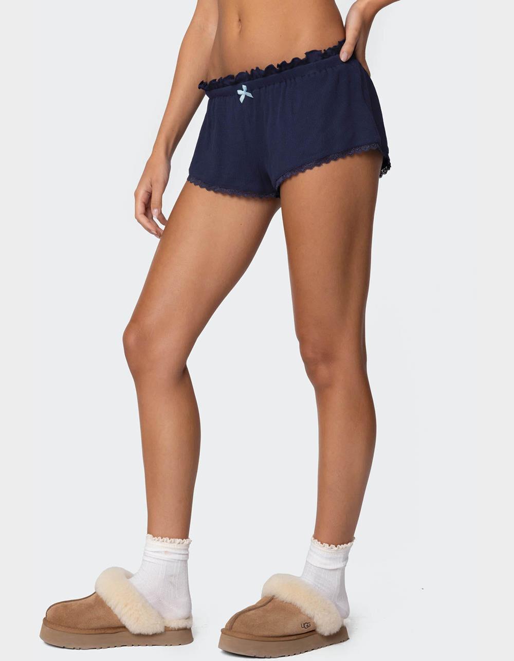 EDIKTED Dream Waffle Shorts - NAVY Product Image