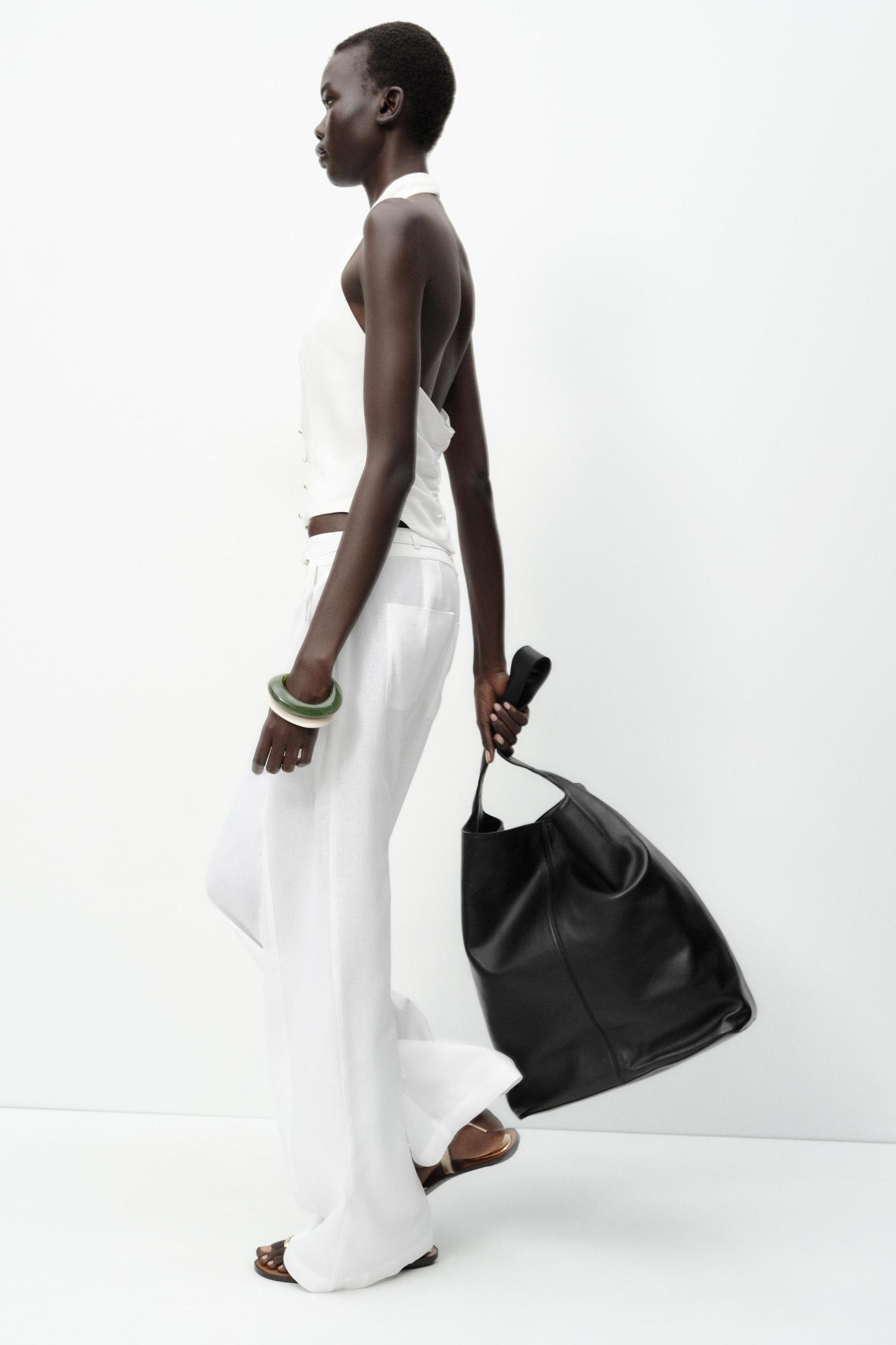 LINEN HALTER VEST TOP Product Image