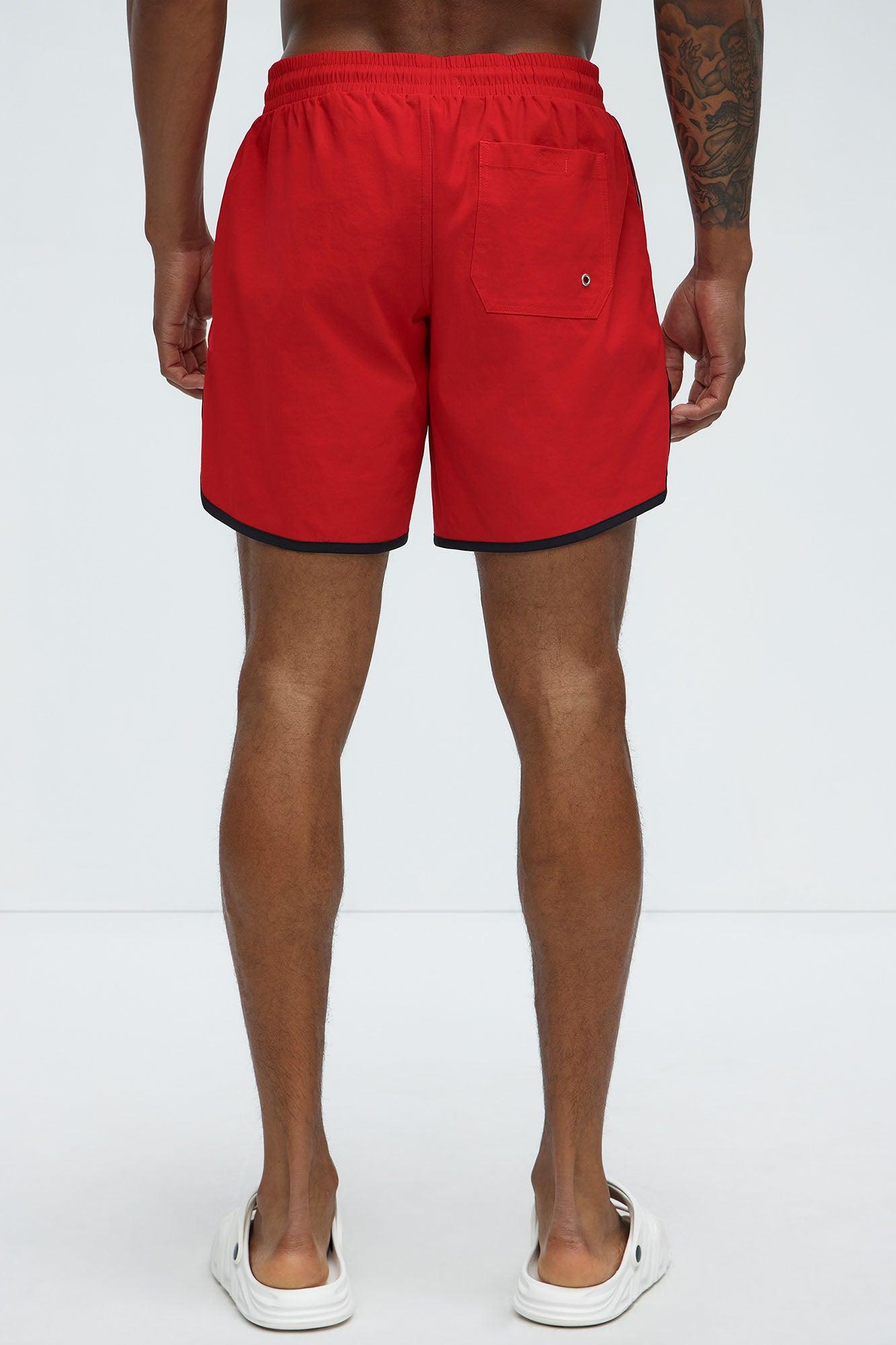 Retro Breeze Swim Mid Trunk - Red Product Image