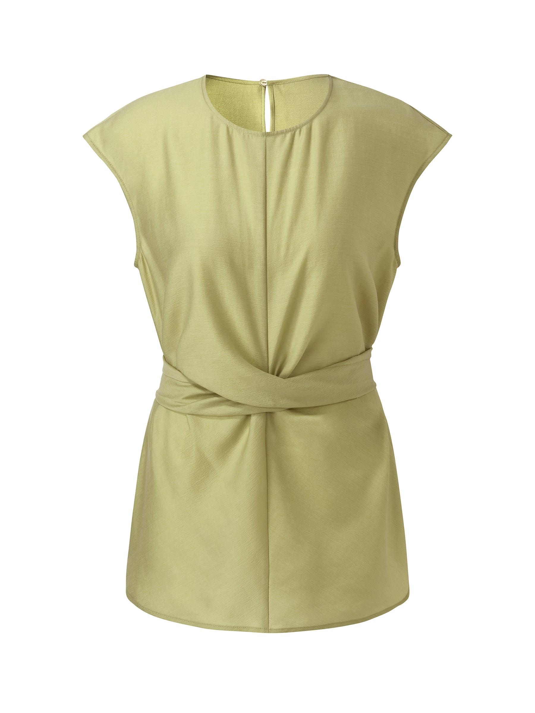 Acetate Twist Front Women Cap Sleeve Top Product Image