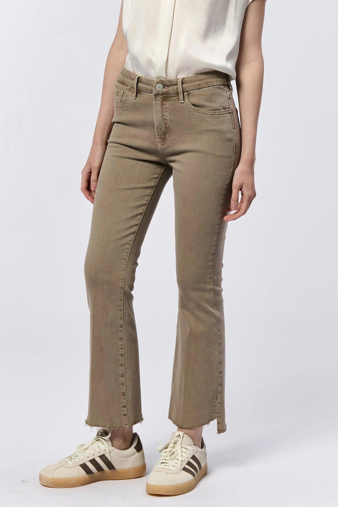Jeanne Midrise Cropped Flare Distressed Hem Jean Product Image