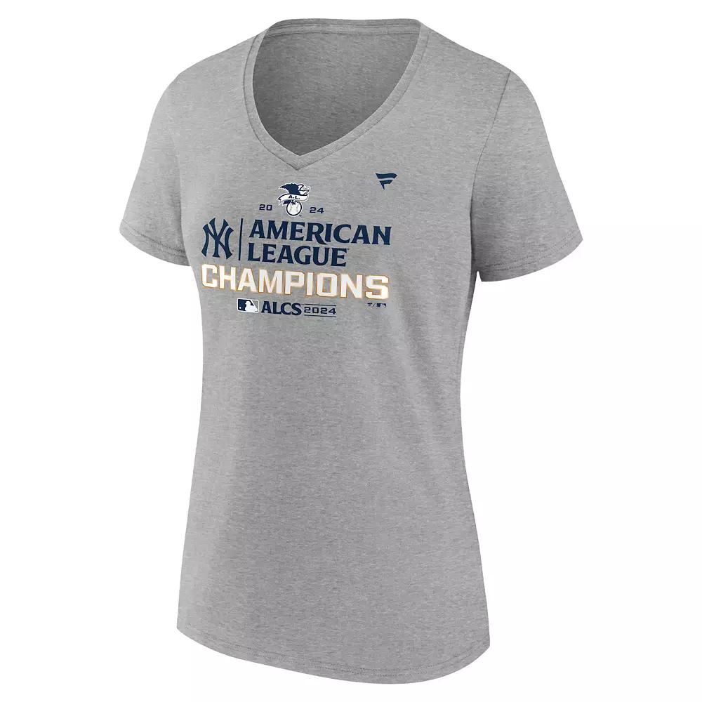 Women's Fanatics New York Yankees MLB 2024 American League Champions Locker Room V-Neck T-Shirt, Size: 3XL, Grey Gray Product Image