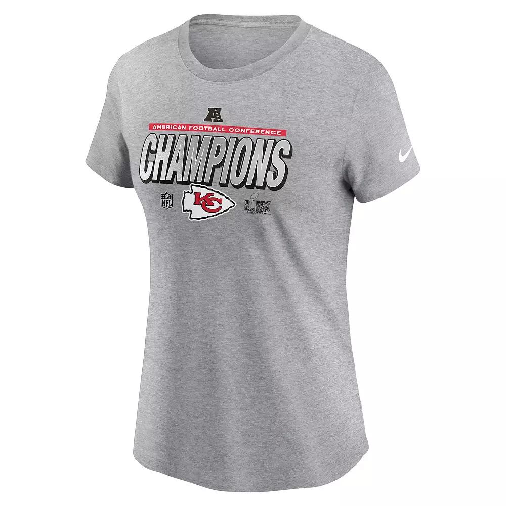 Women's Nike Kansas City Chiefs 2024 AFC Champions Locker Room Trophy Collection Graphic Tee, Size: Medium, Gray Product Image