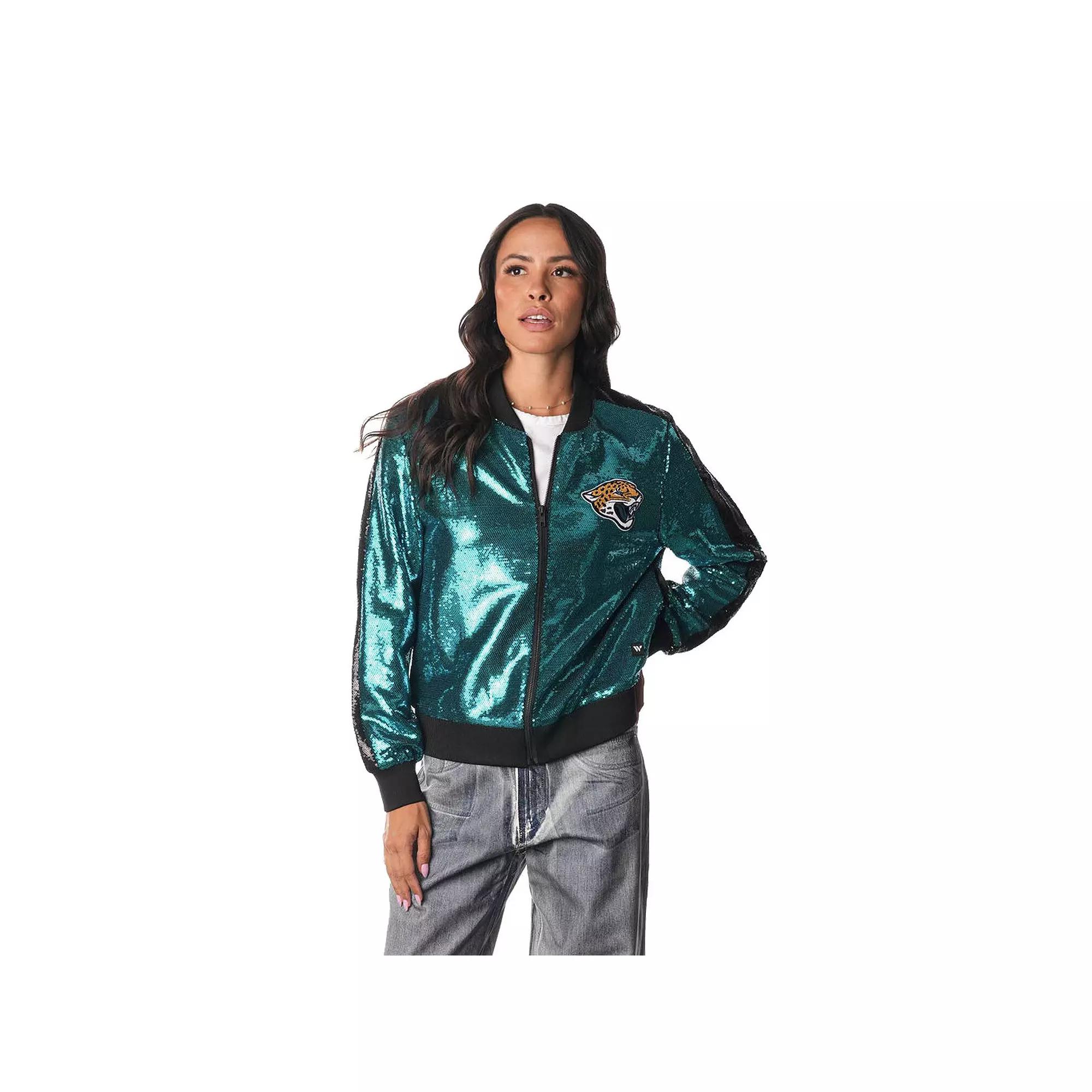 Women's The Wild Collective  Teal Jacksonville Jaguars Sequin Full-Zip Bomber Jacket, Size: XL, Blue Product Image