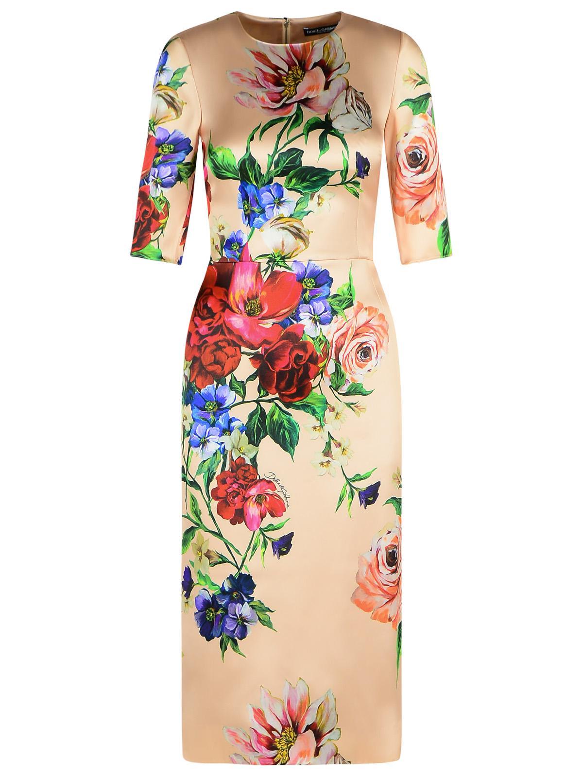 DOLCE & GABBANA Women Flower Print Midi Dress In Neutral Product Image