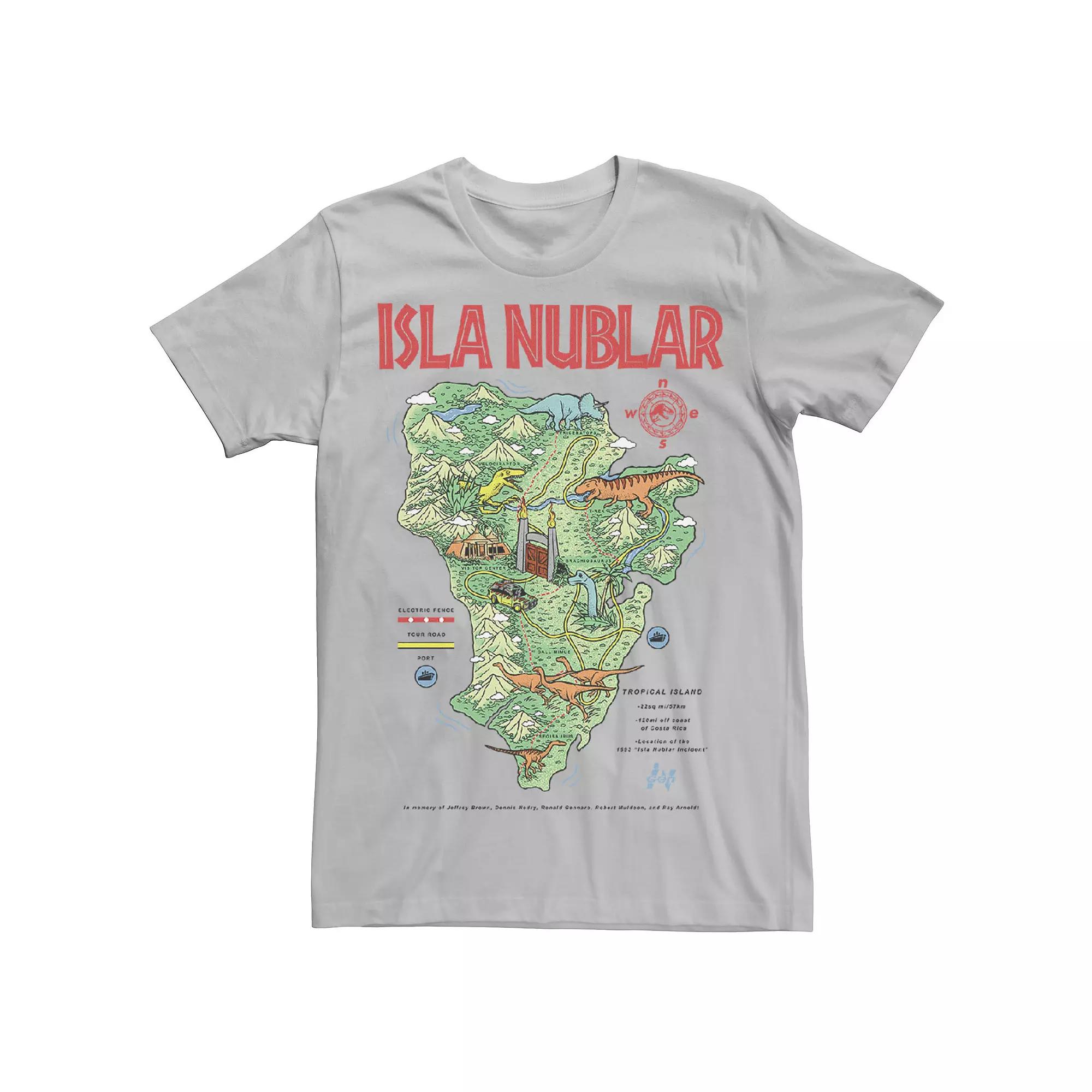Men's Jurassic Park Islas Nublar Landmark Map Tee,  Product Image