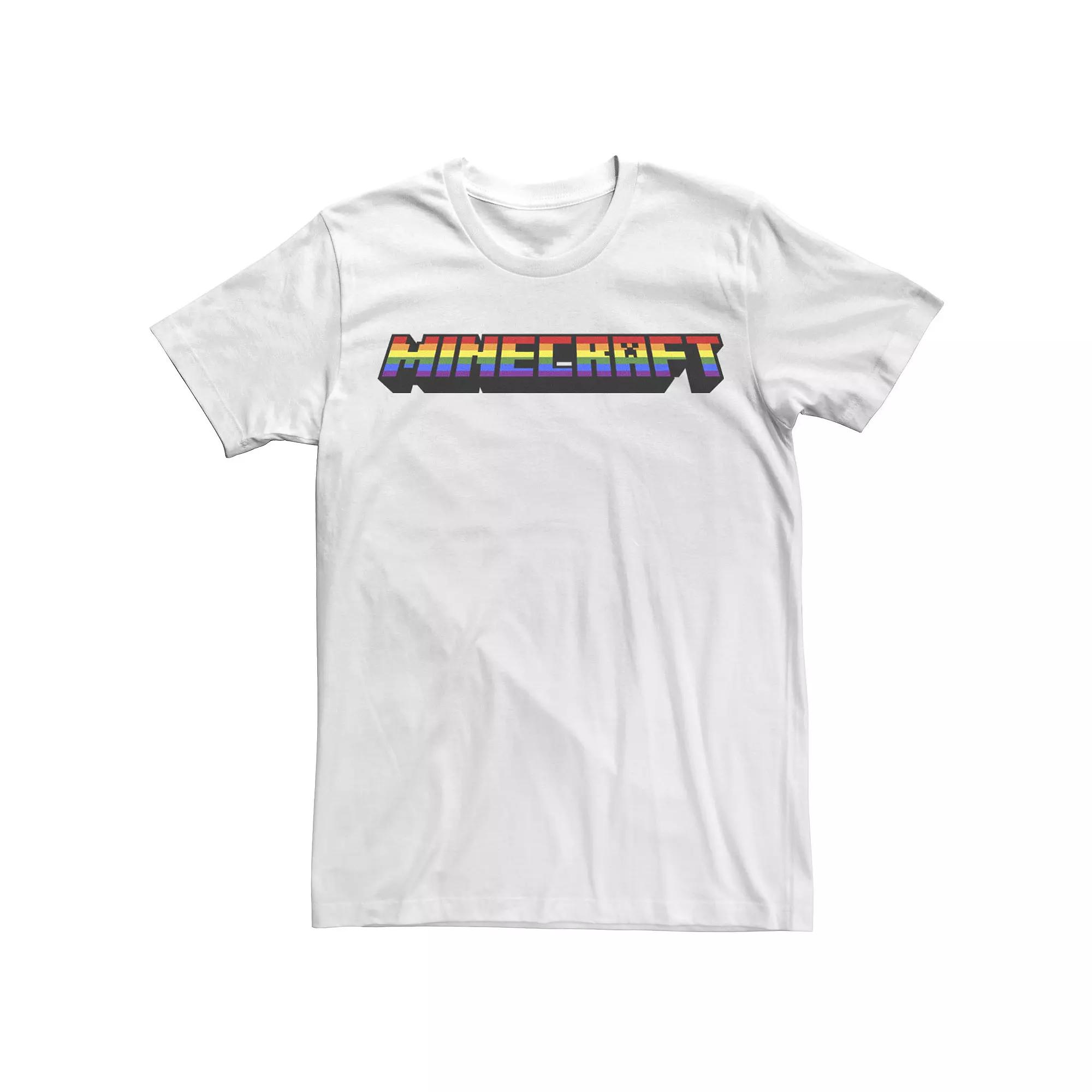 Men's Minecraft Rainbow Pixelated Logo Tee,  Product Image