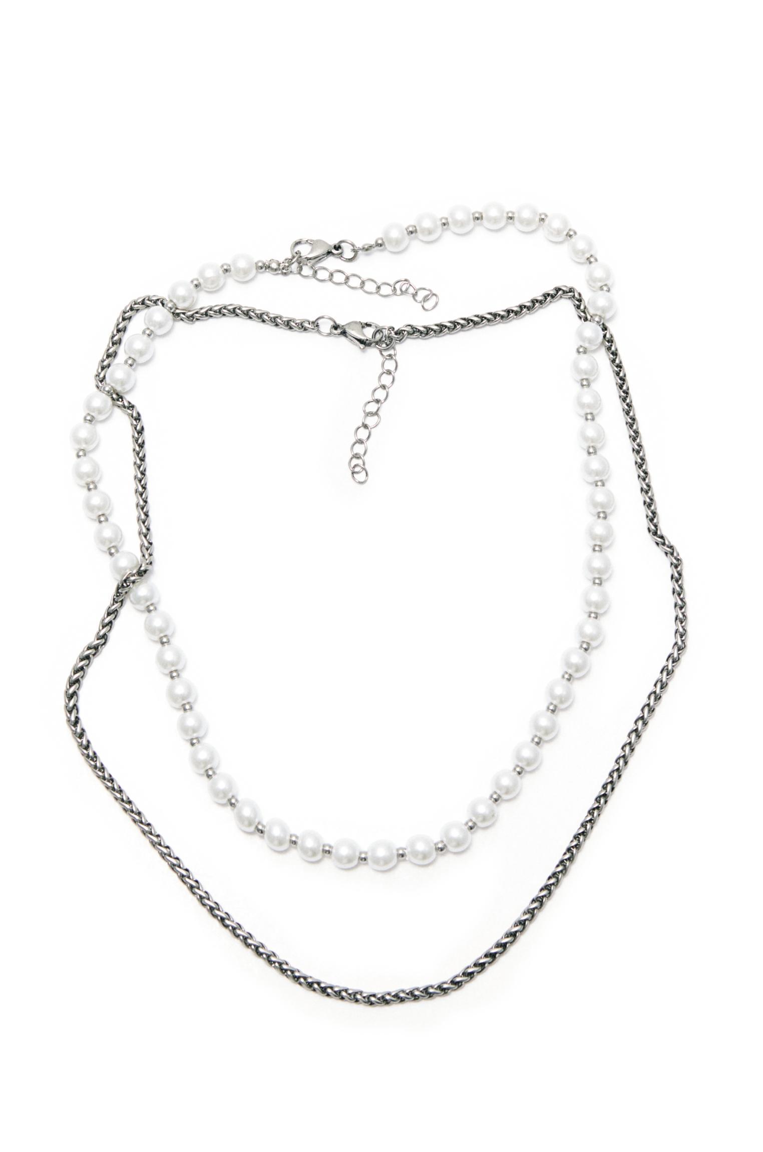 Pack of faux pearl chain necklaces Product Image