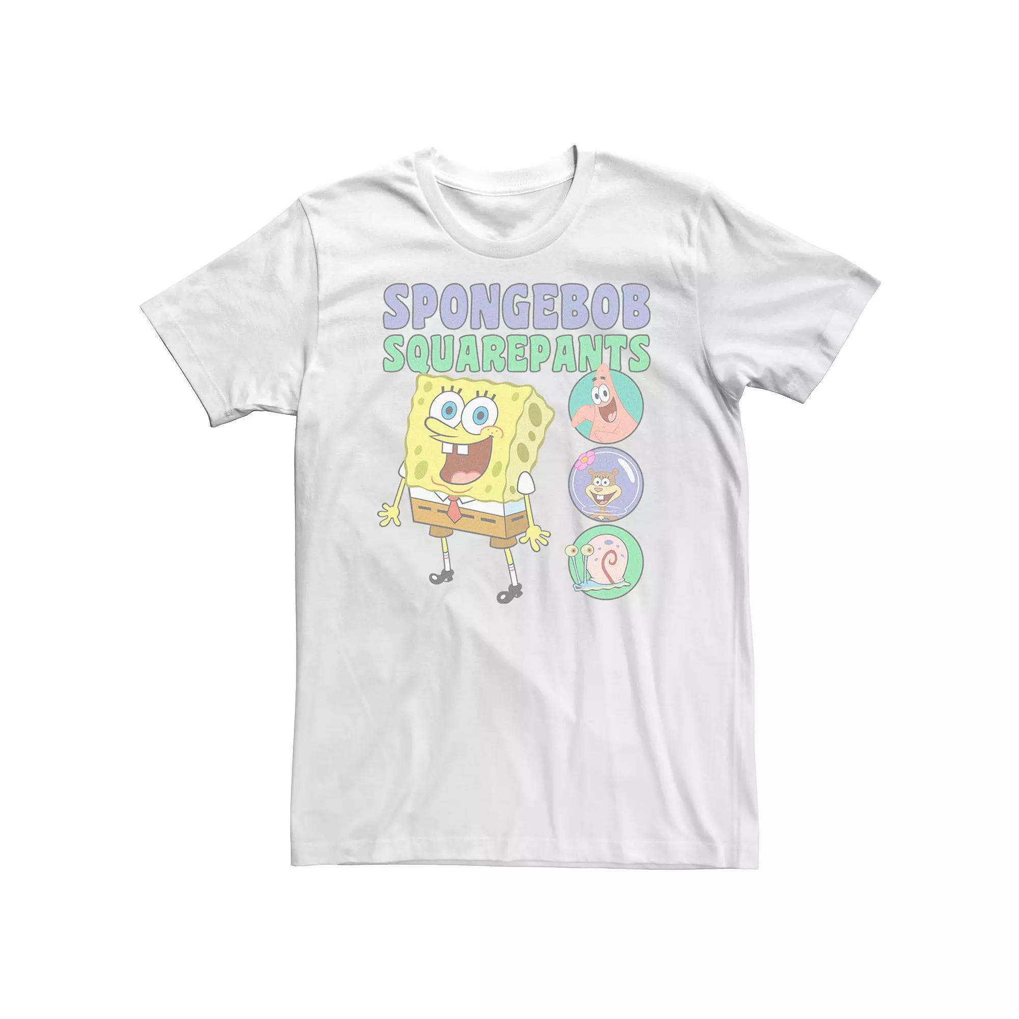 Big & Tall Sponge Bob Friends In Bubbles Tee, Men's, Size: XXL Tall, White Product Image