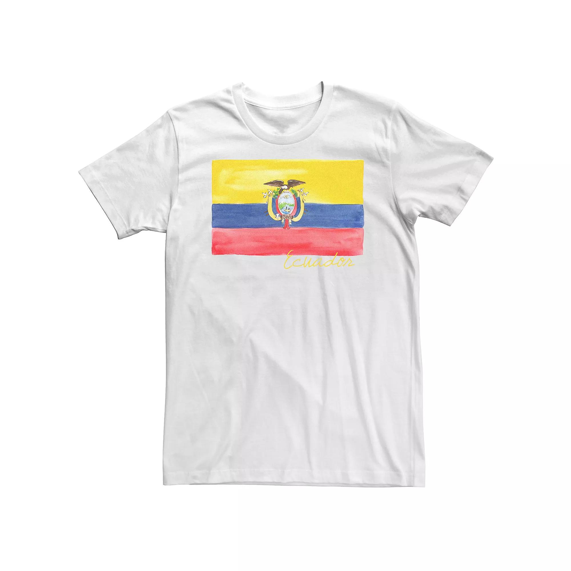 Big & Tall HHM Ecuador Flag Watercolor Tee, Men's, Size: 4XL Tall, White Product Image