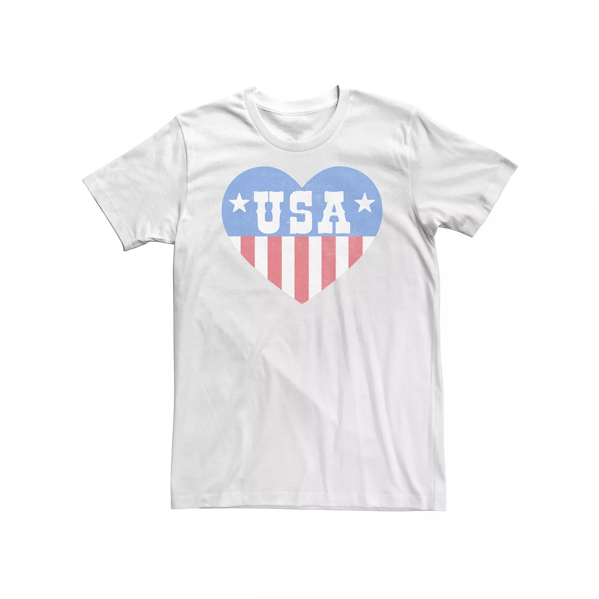 Big & Tall Americana Heart Red White and Blue USA Tee, Men's,  Product Image