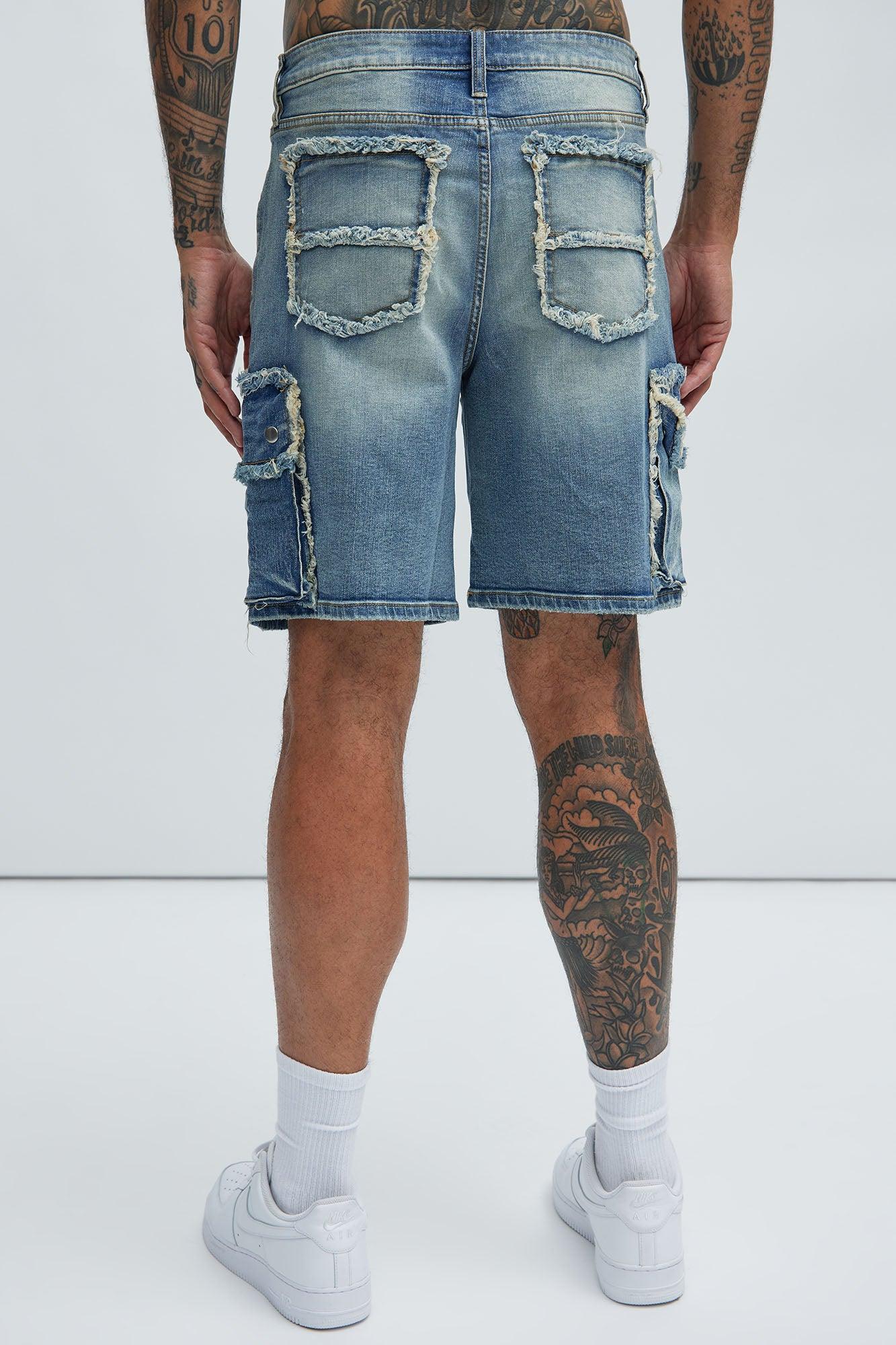 Rush Home Denim Cargo Shorts - Light Blue Wash Product Image
